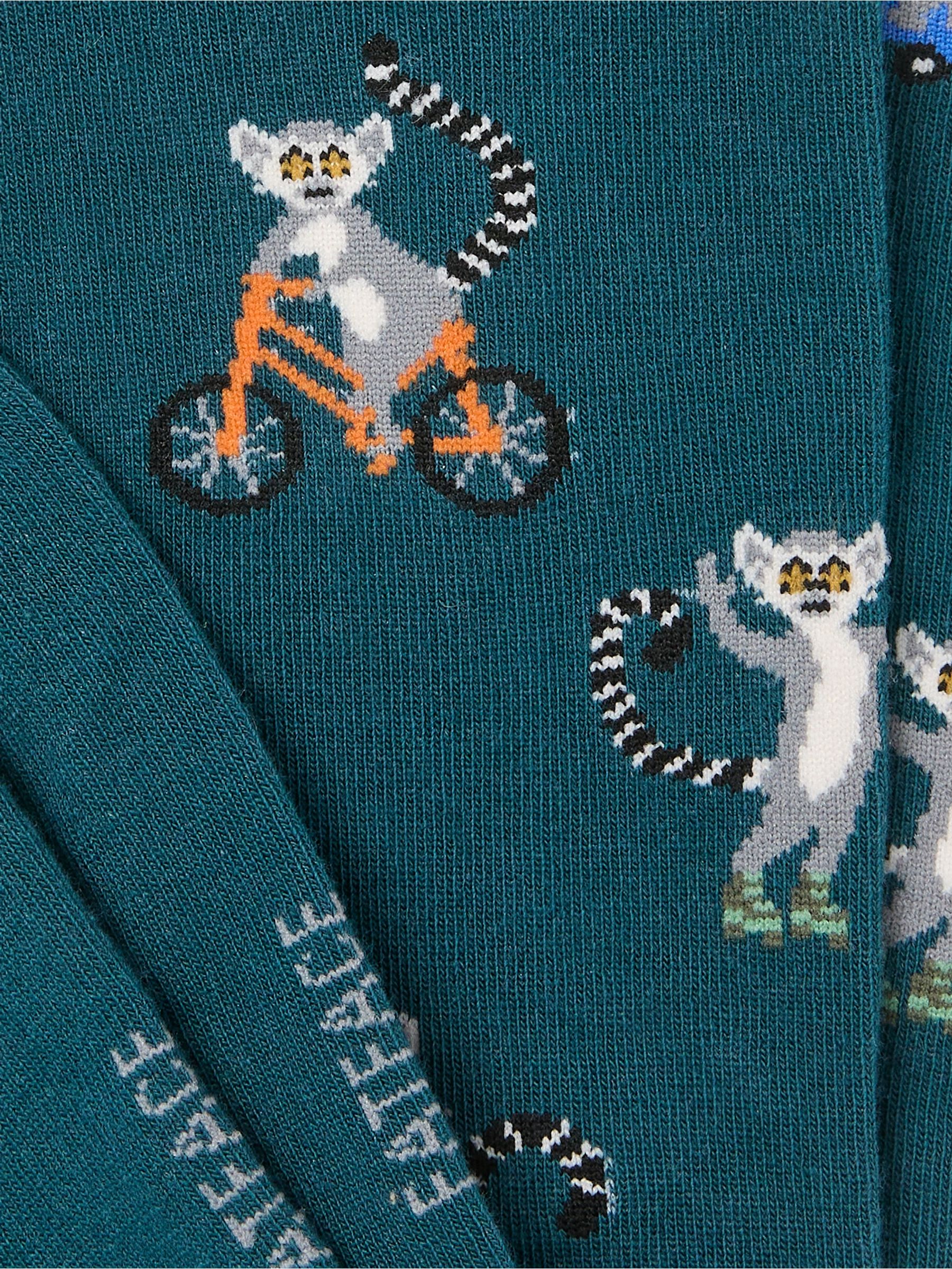 Teal Blue Lemur Socks - Image 2 of 2