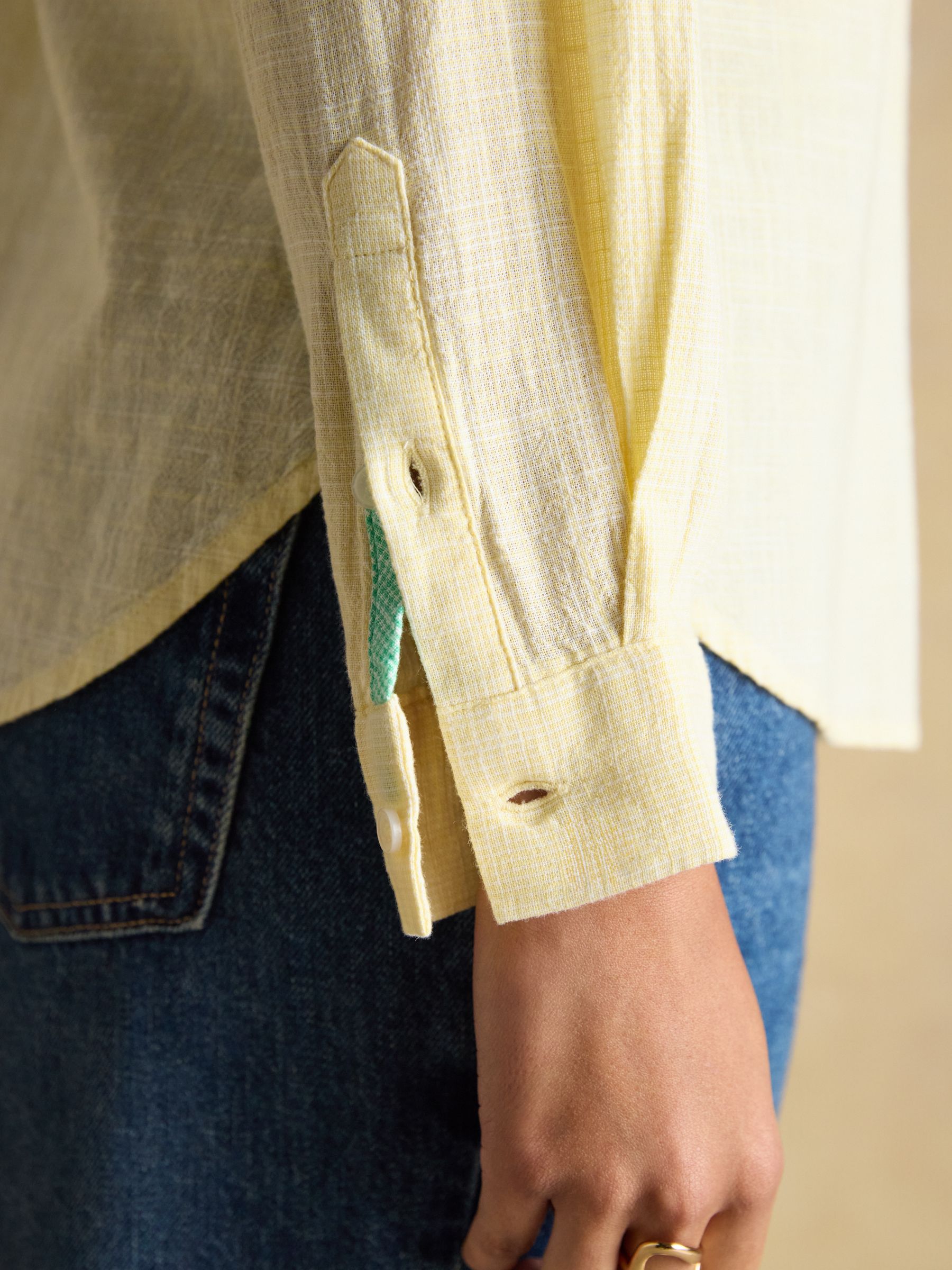 Ida Yellow Puppytooth Long Sleeve Cotton Shirt - Image 5 of 7