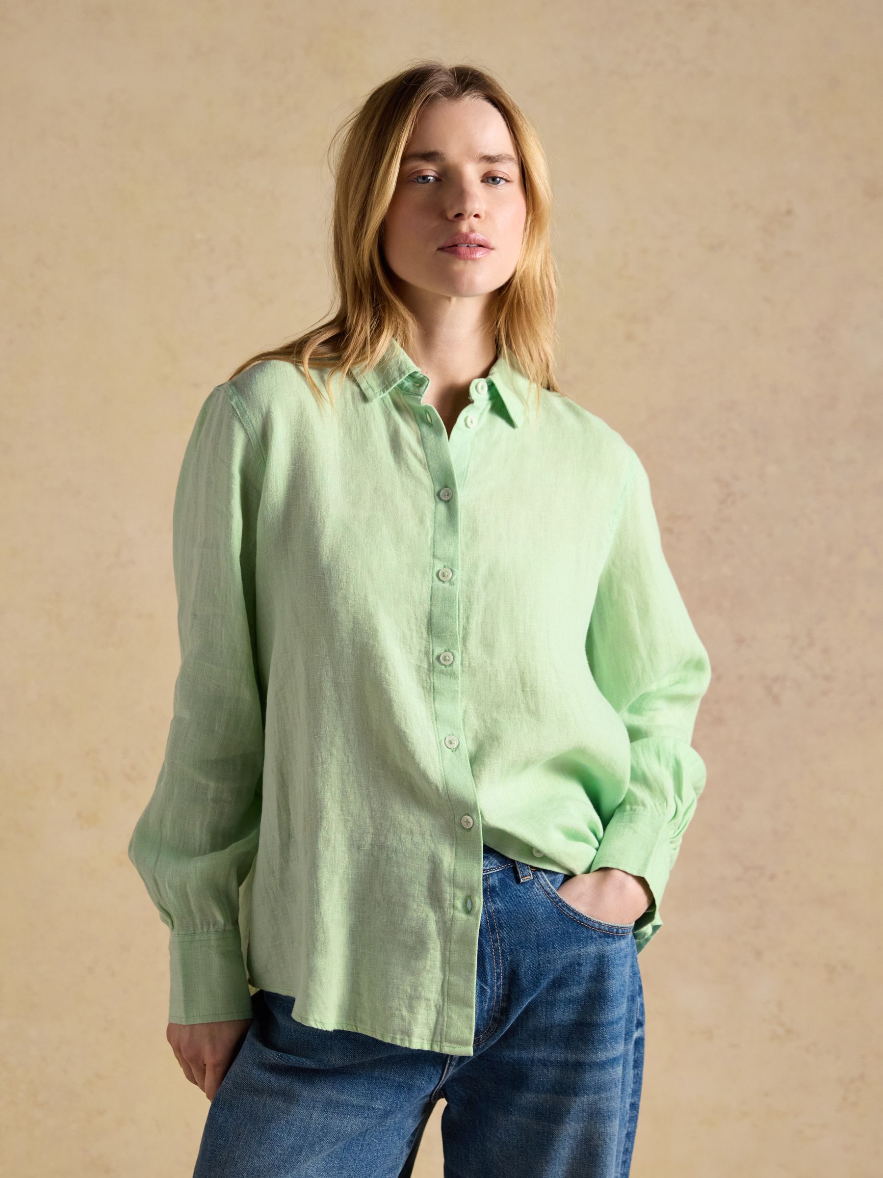 Anna Green Long Sleeve 100% Linen Shirt - Image 1 of 6