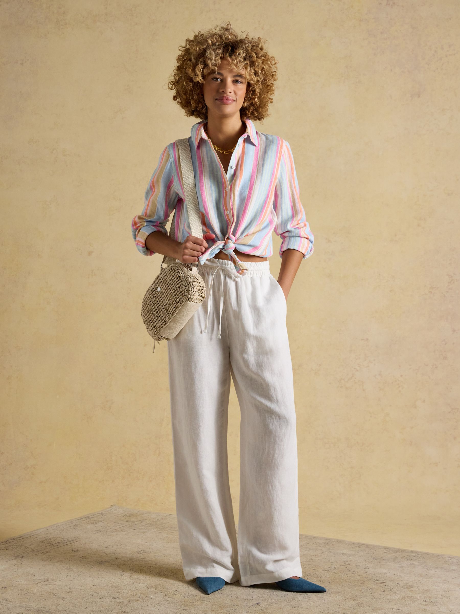 Anna Multi Stripe Long Sleeve Pure Linen Shirt - Image 3 of 6