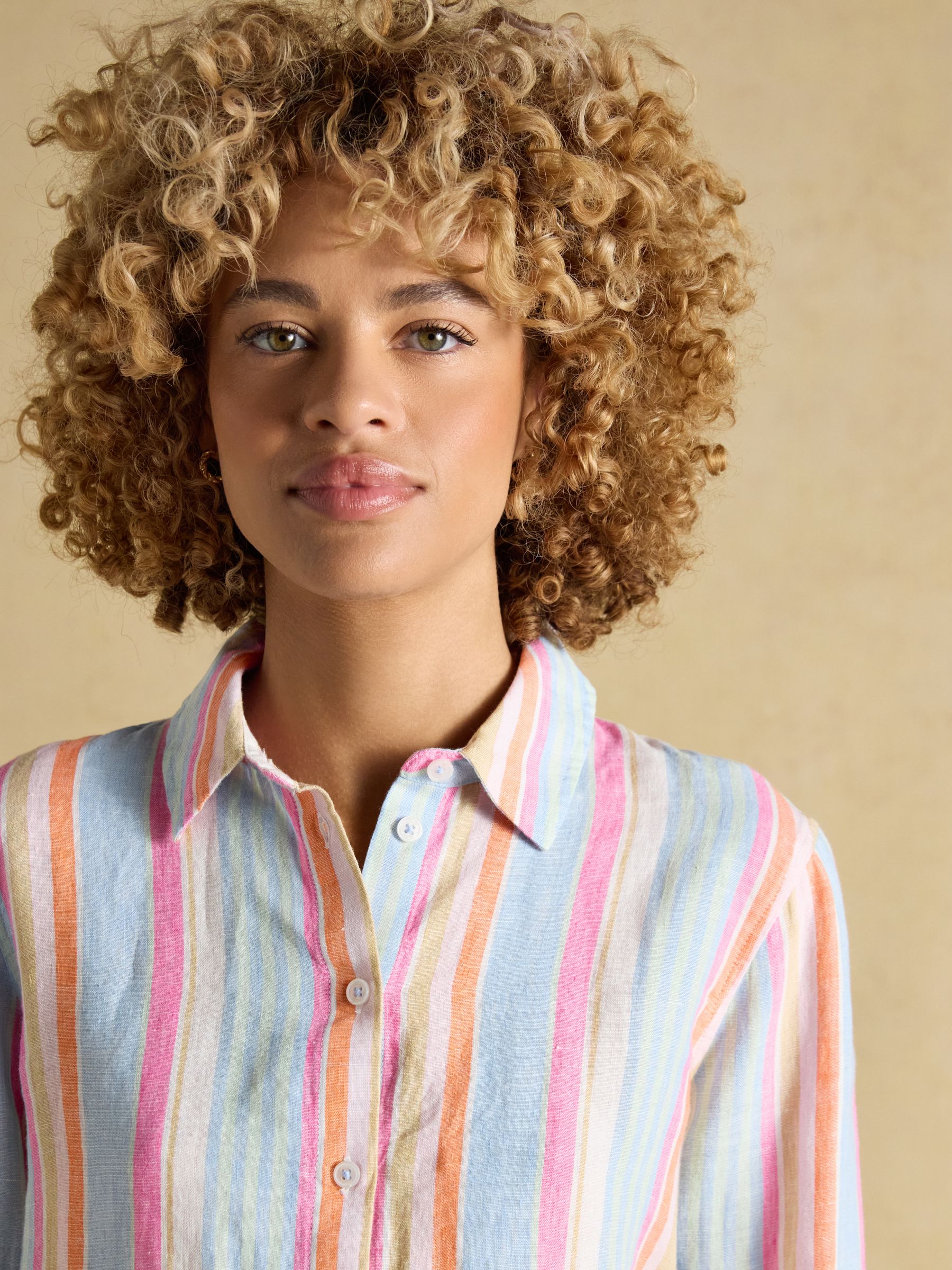 Anna Multi Stripe Long Sleeve Pure Linen Shirt - Image 4 of 6