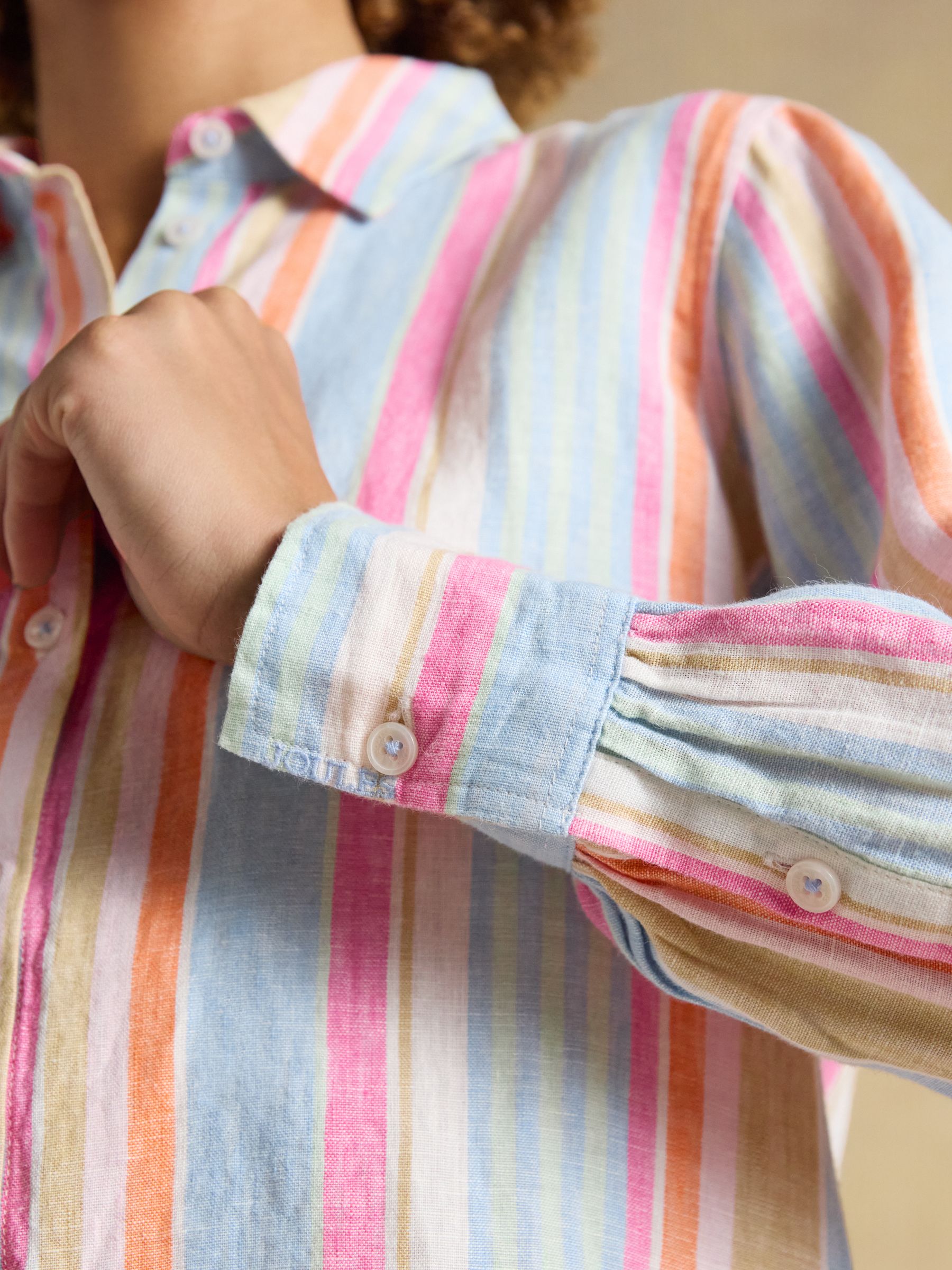 Anna Multi Striped Long Sleeve Pure Linen Shirt | Joules