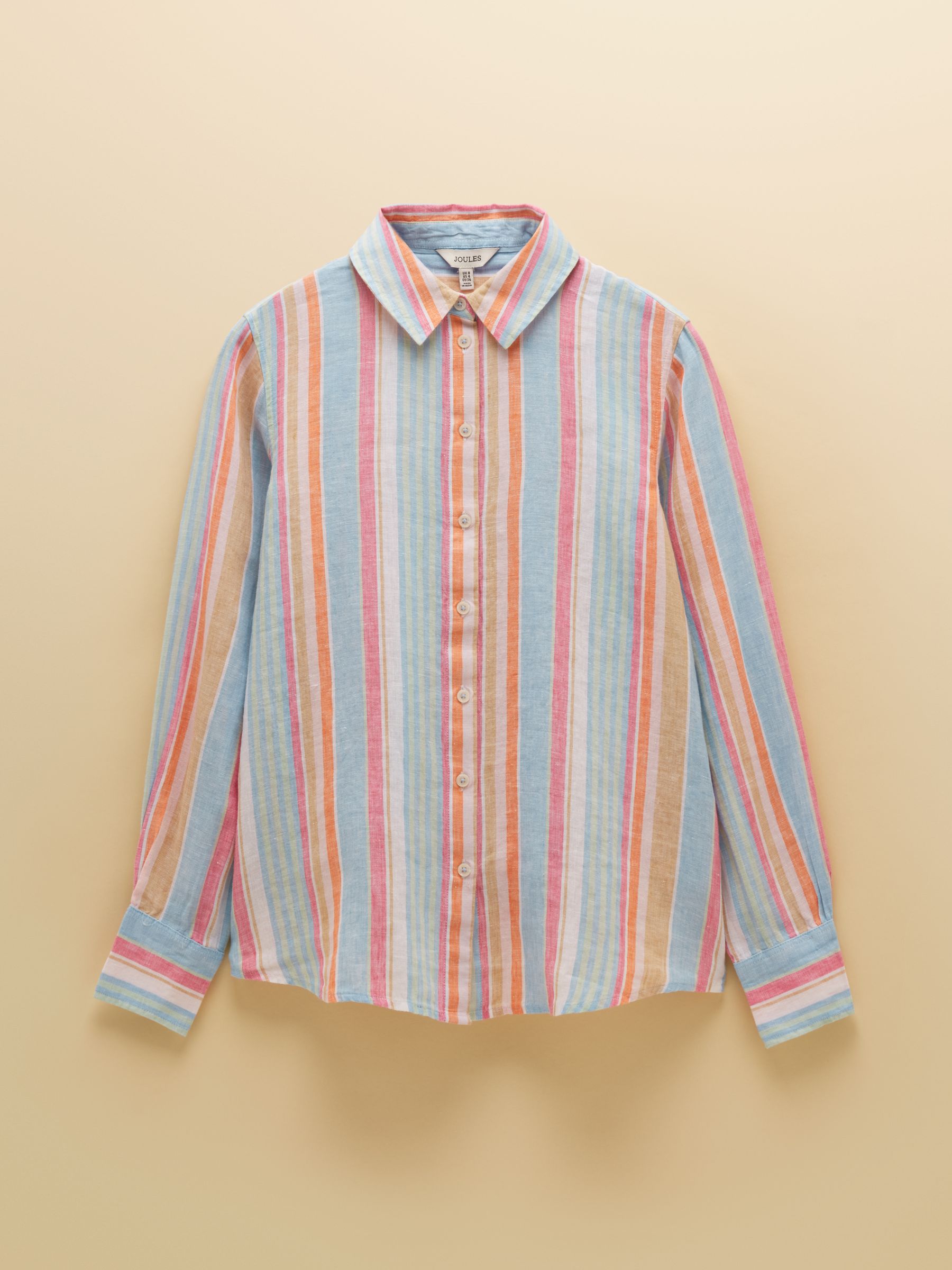 Anna Multi Stripe Long Sleeve Pure Linen Shirt - Image 6 of 6 Anna Multi Stripe Long Sleeve Pure Linen Shirt - Image 6 of 6