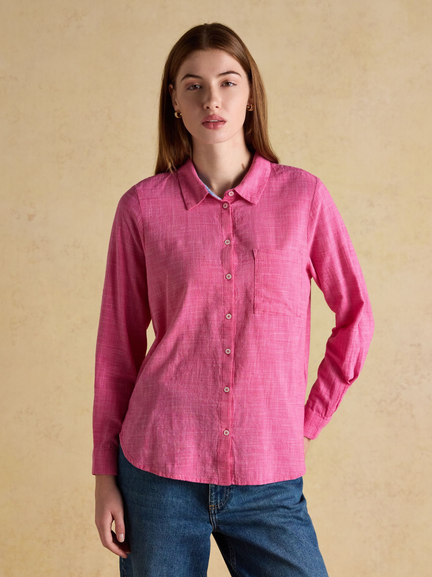 Ida Pink Long Sleeve Cotton Shirt - Image 1 of 8