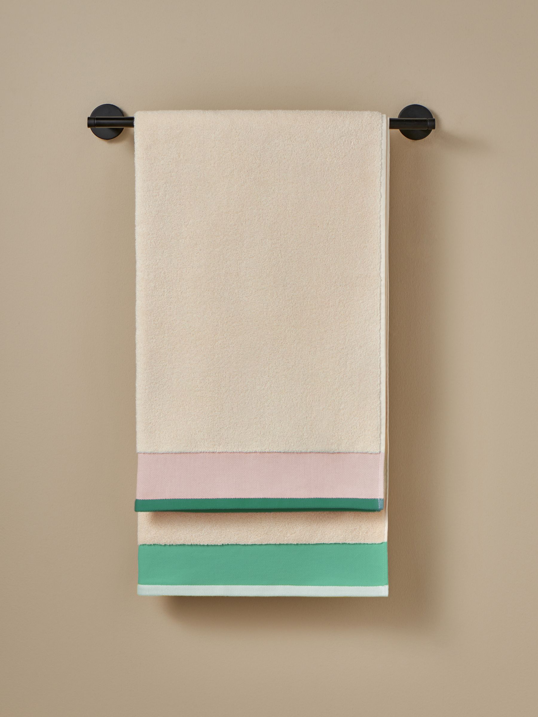 Dax Border Towel in Pink and Green - Image 2 of 5