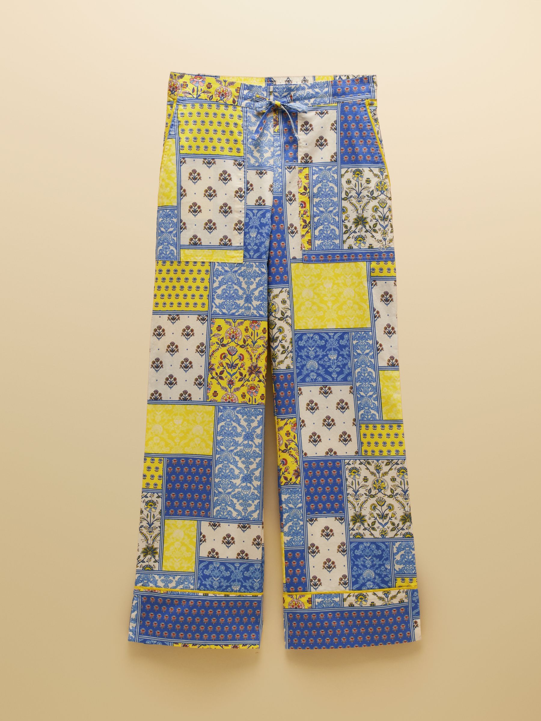 Bella Blue Yellow Hotchpotch Pull On Cotton Trousers - Image 11 of 11