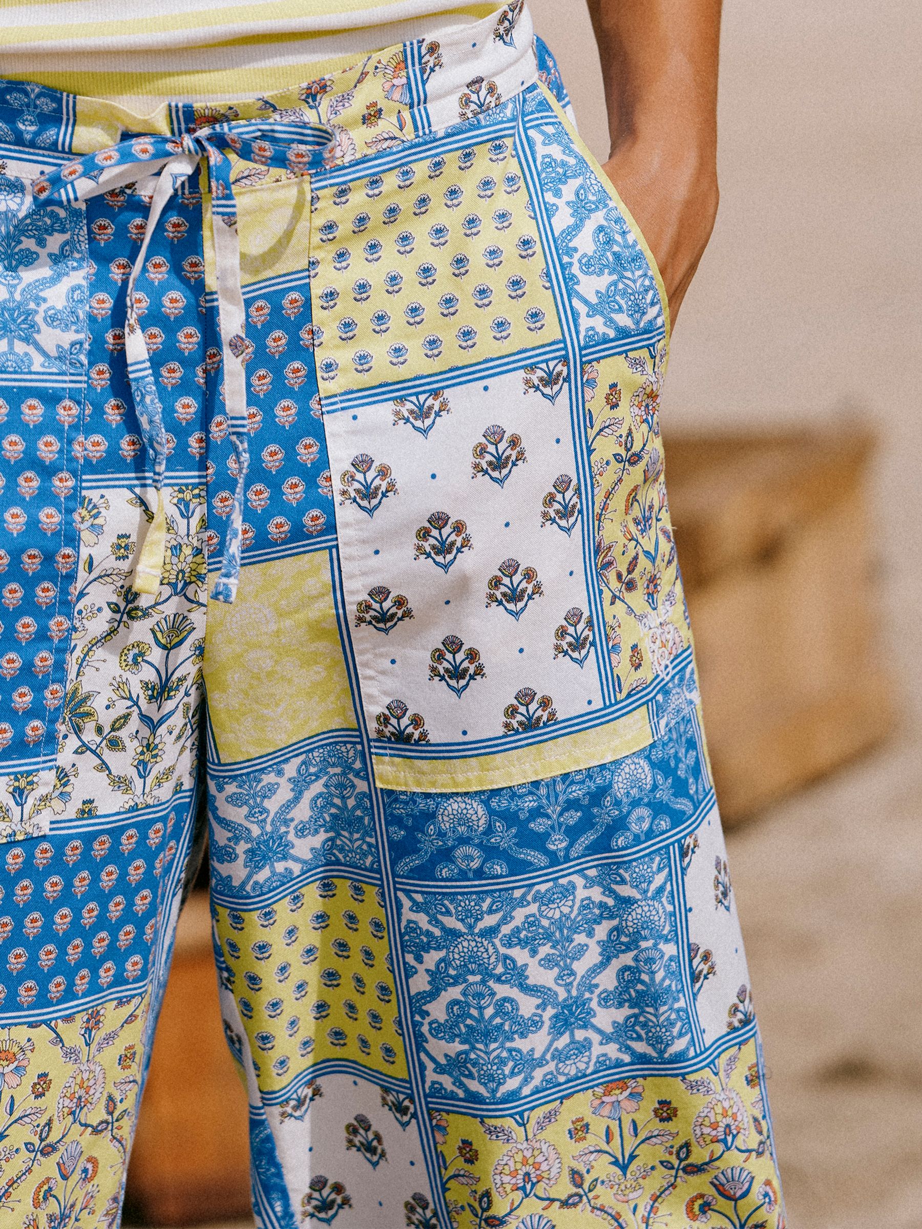 Bella Blue Yellow Hotchpotch Pull On Cotton Trousers - Image 2 of 11