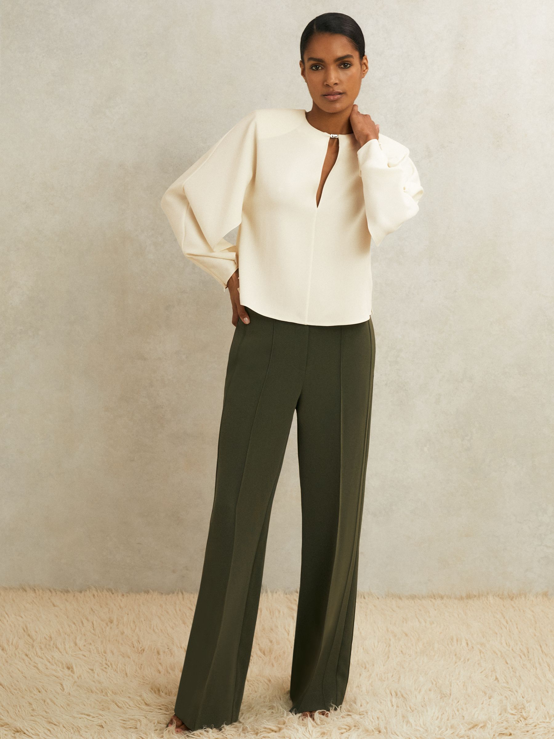 Atelier Crepe Turn-Lock Top in Cream - Image 3 of 7