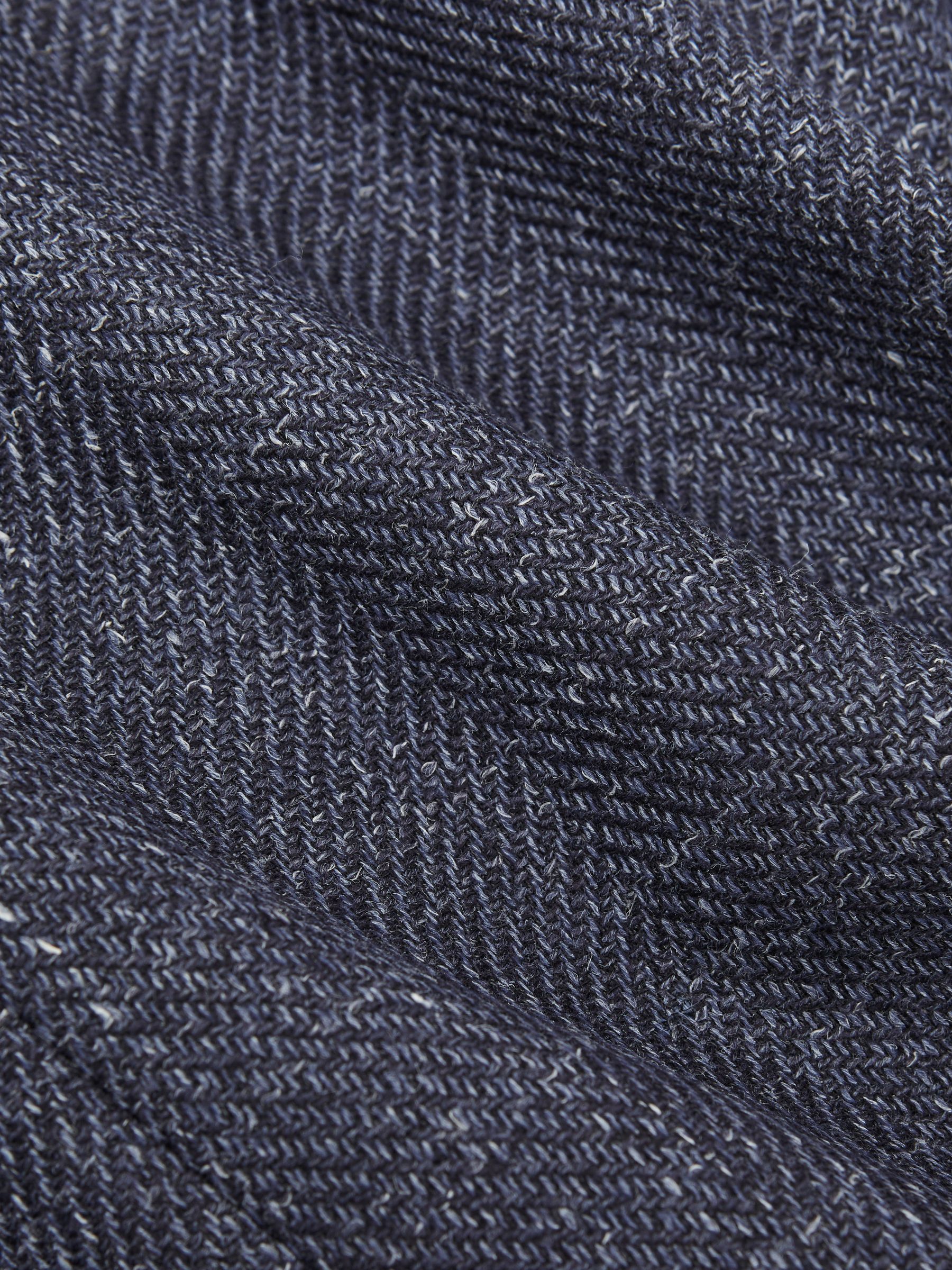 Double-Breasted Herringbone Blazer Tailored-Fit Wool-Blend in Navy - image 3