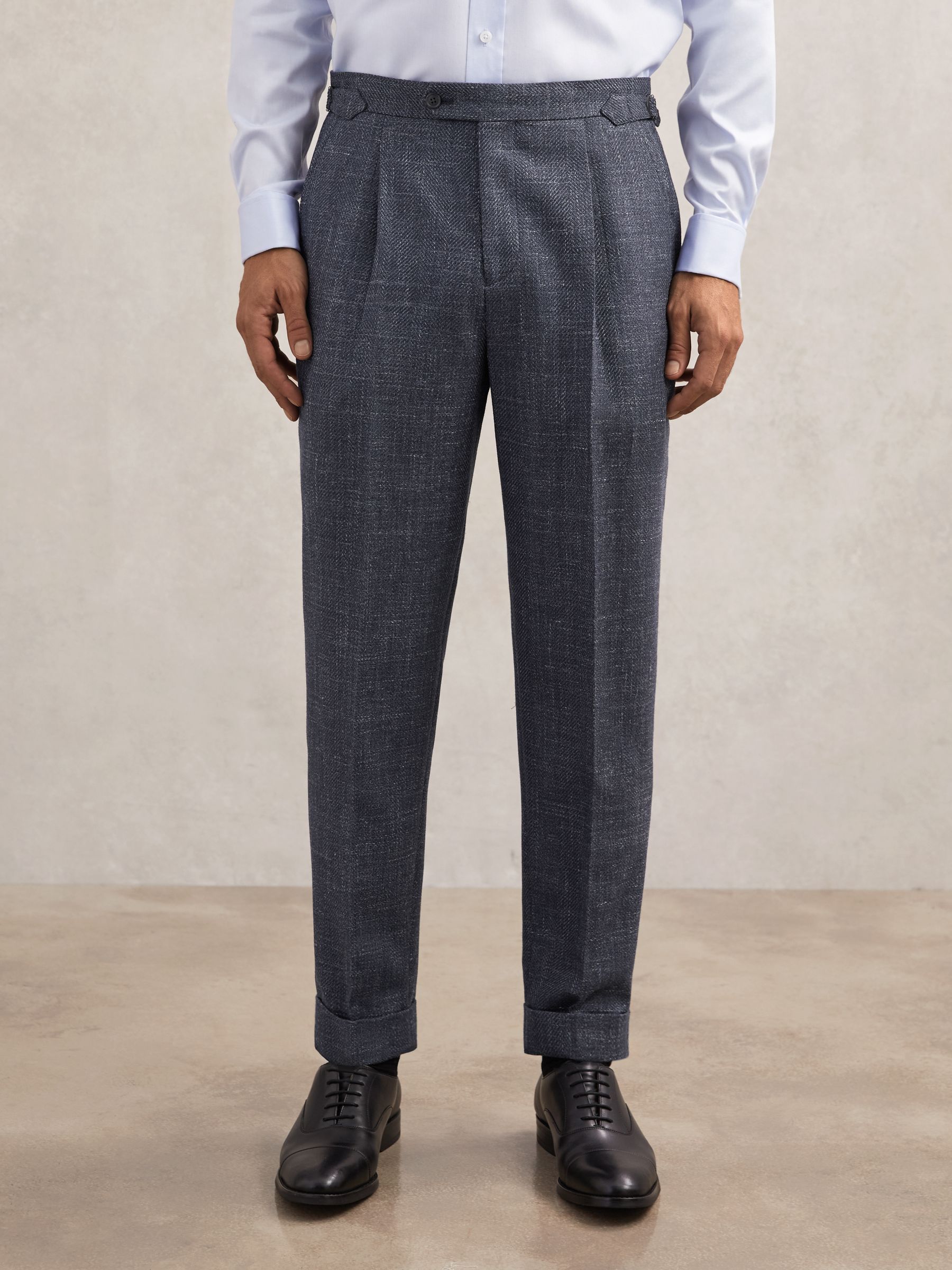 Wool-blend Herringbone Trousers Tailored-fit