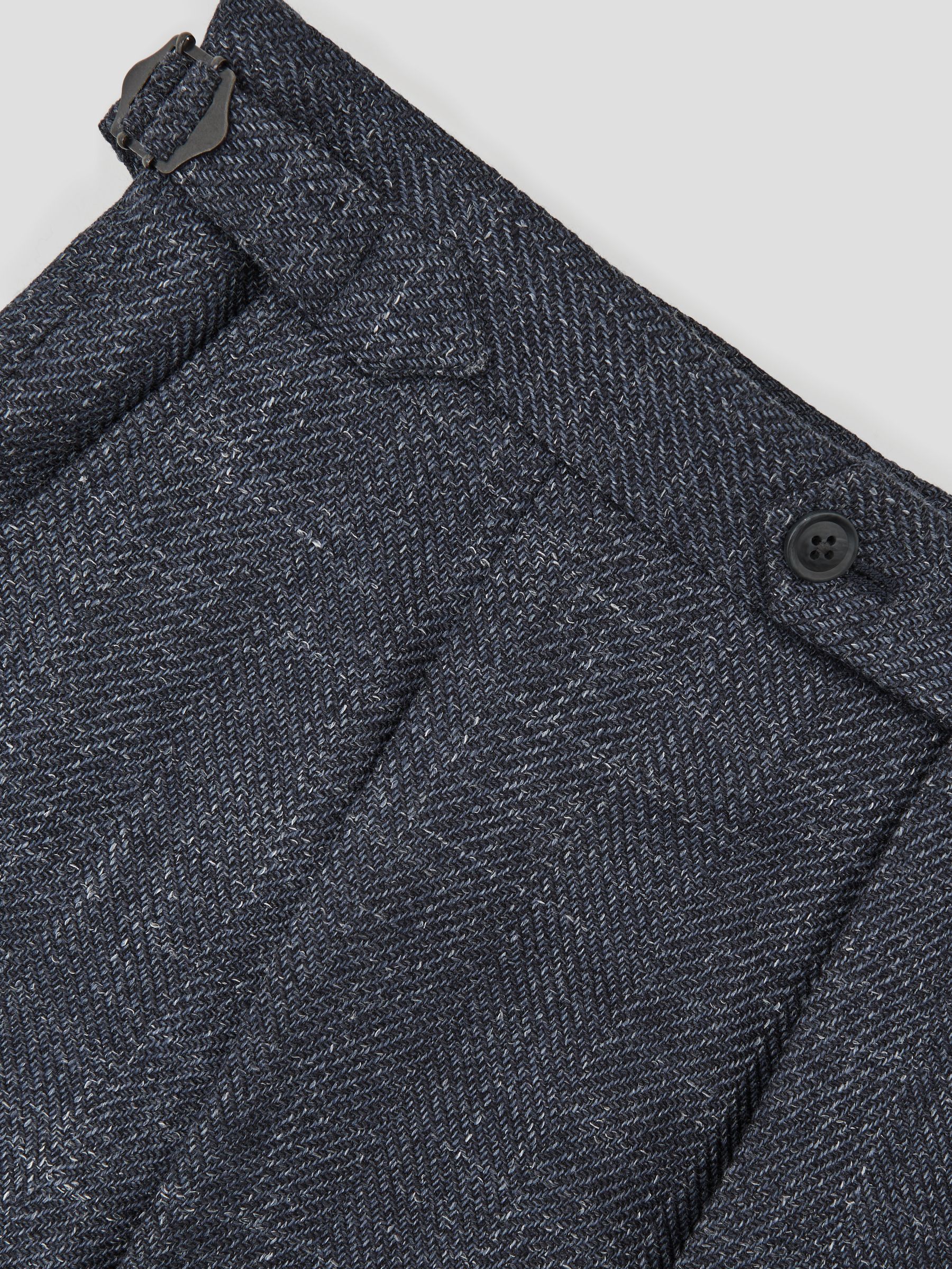 Wool-Blend Herringbone Trousers Tailored-Fit in Navy - Image 6 of 6