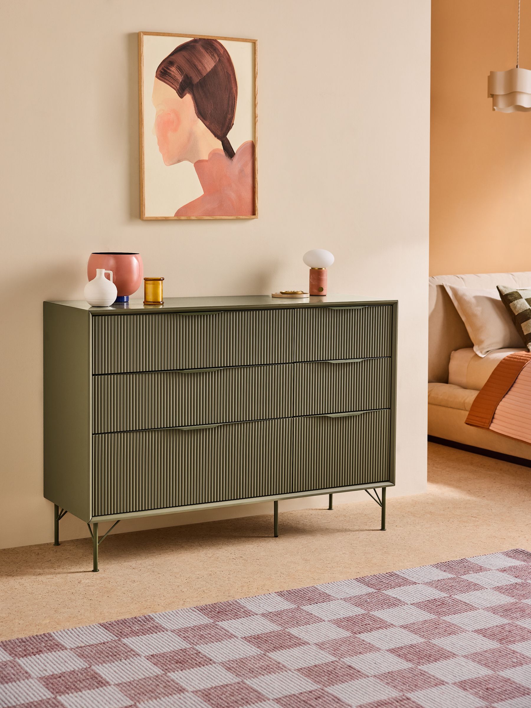 Elian 6 Drawer Wide Chest in Green - Image 1 of 5