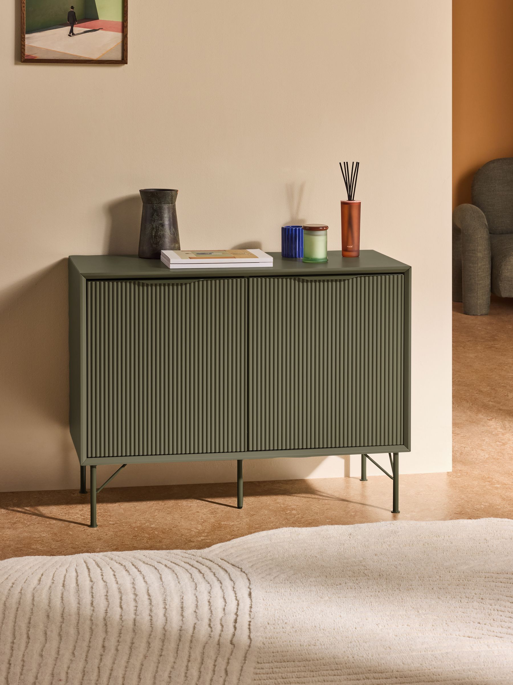 Elian Small Sideboard in Green - Image 1 of 5