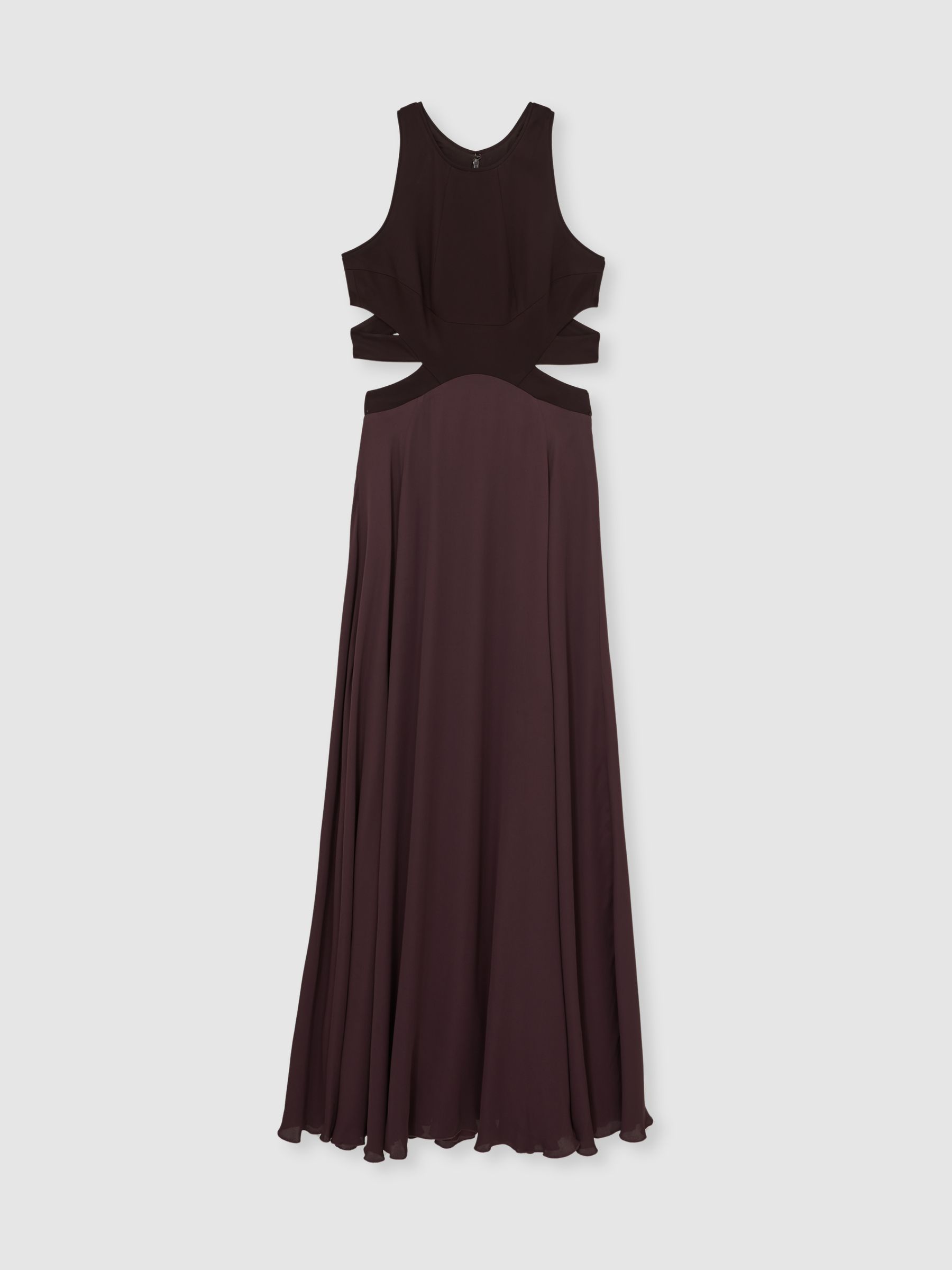 Cut-Out Racerback Maxi Dress in Burgundy - Image 2 of 9