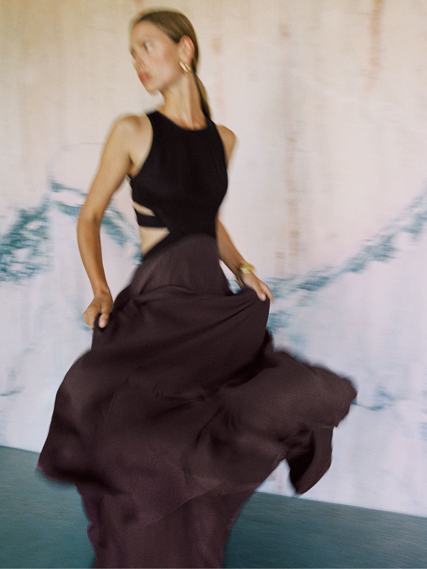 Cut-Out Racerback Maxi Dress in Burgundy - Image 4 of 9