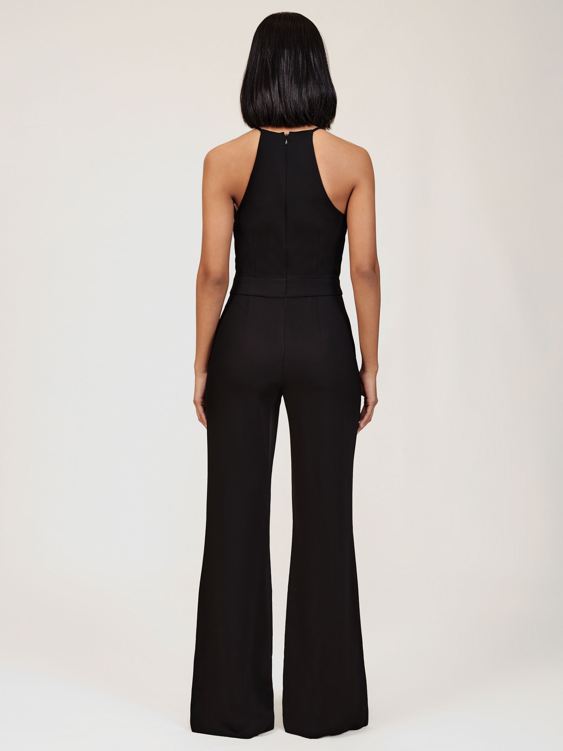 Chain-Detail Flared-Leg Jumpsuit in Black - Image 7 of 8