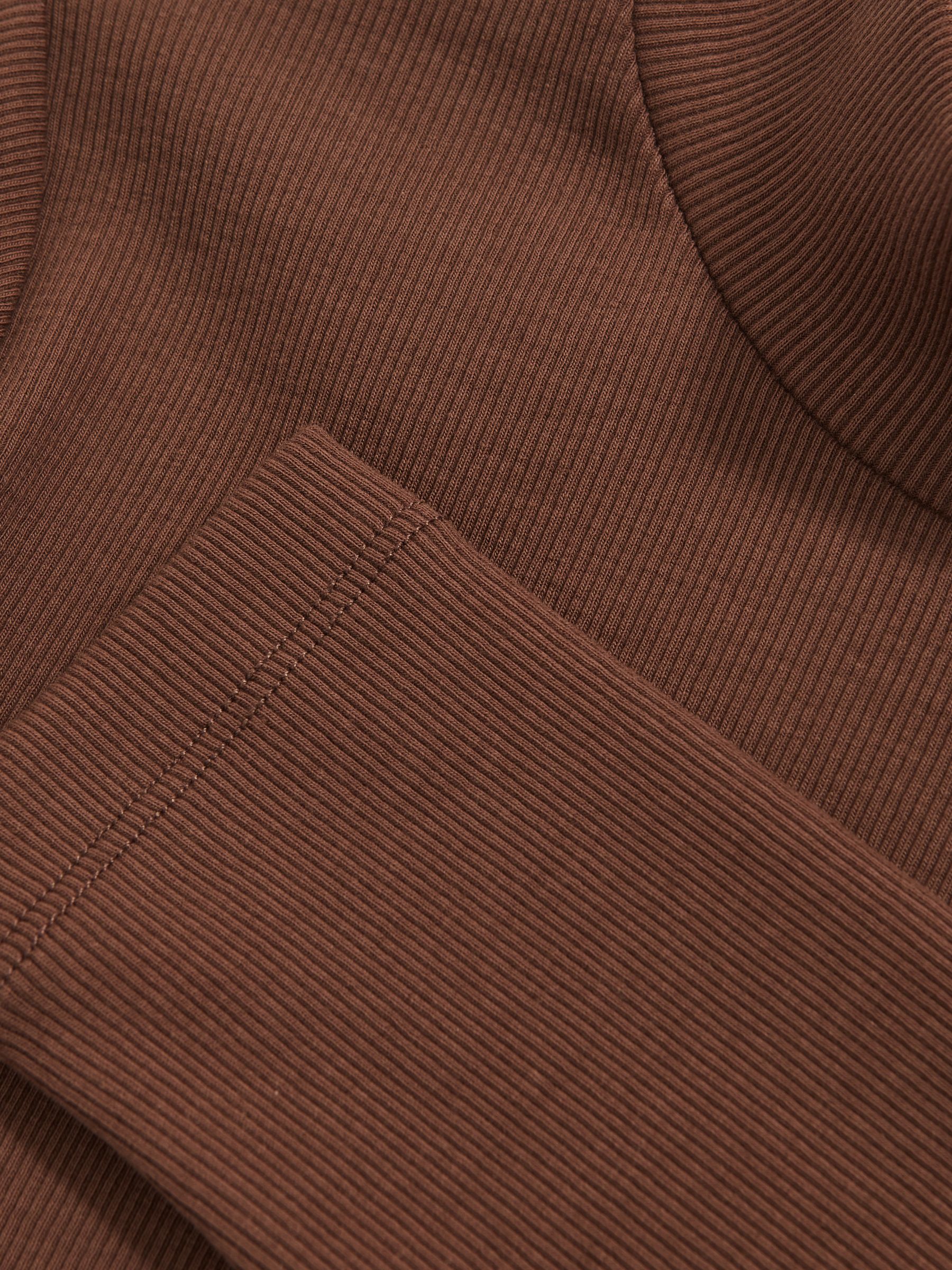 Stretch-Cotton Funnel-Neck Top in Brown - image 4
