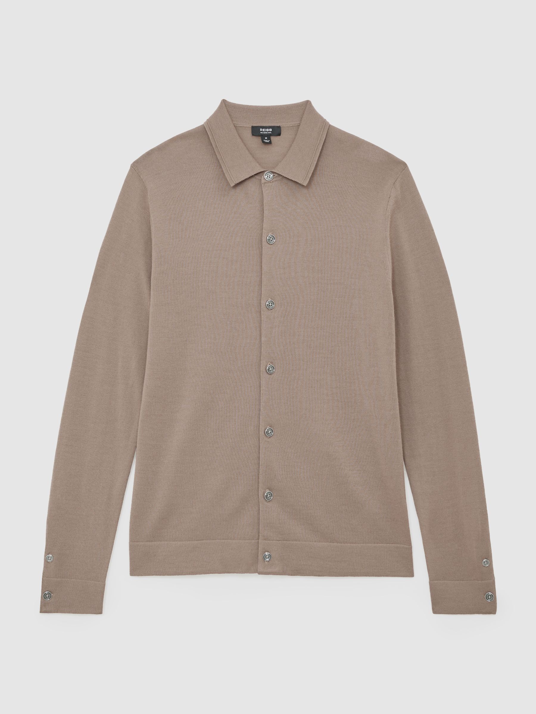 Merino Wool Button-Through Cardigan in Camel Brown - image 1