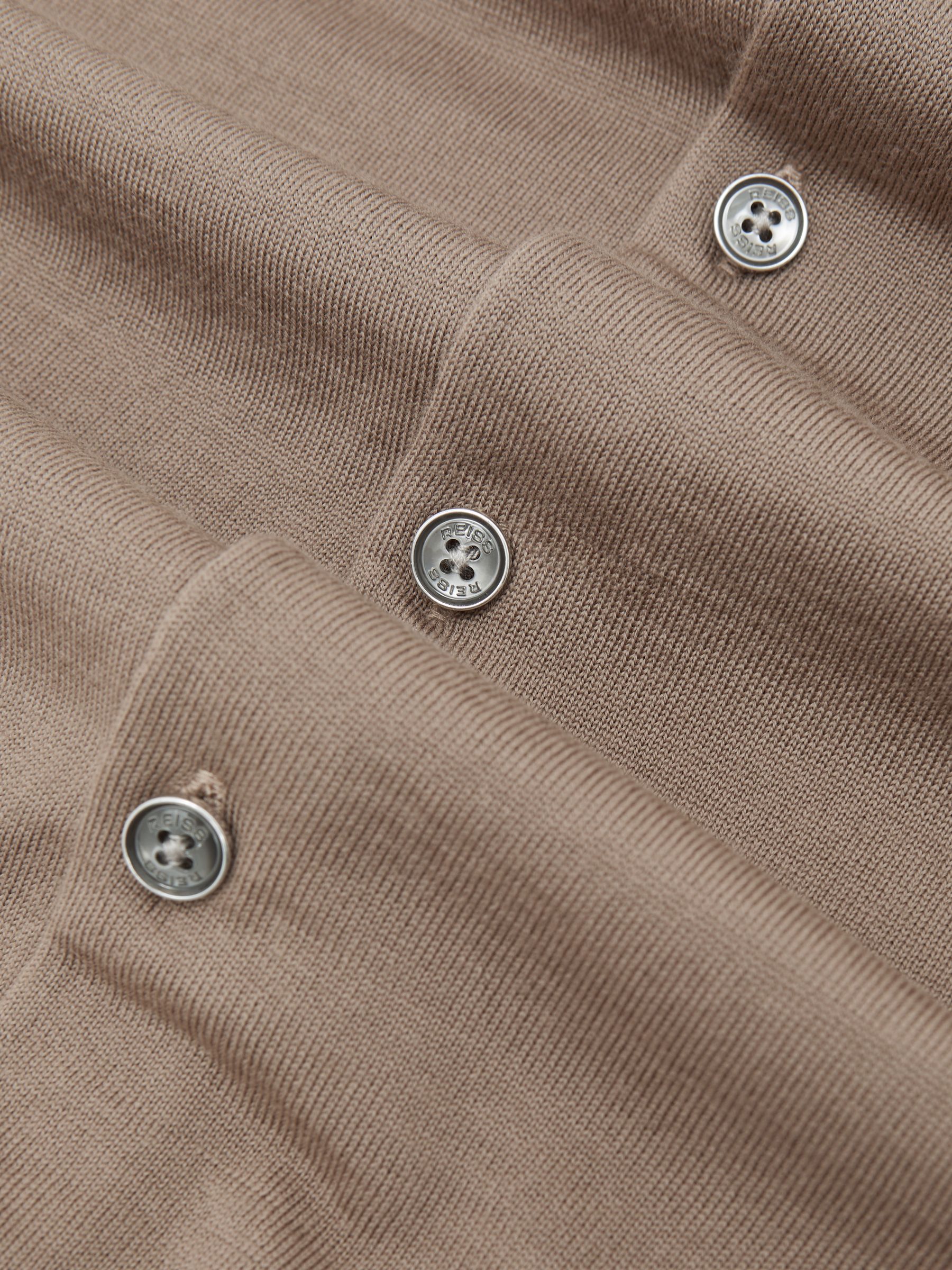 Merino Wool Button-Through Cardigan in Camel Brown - image 4