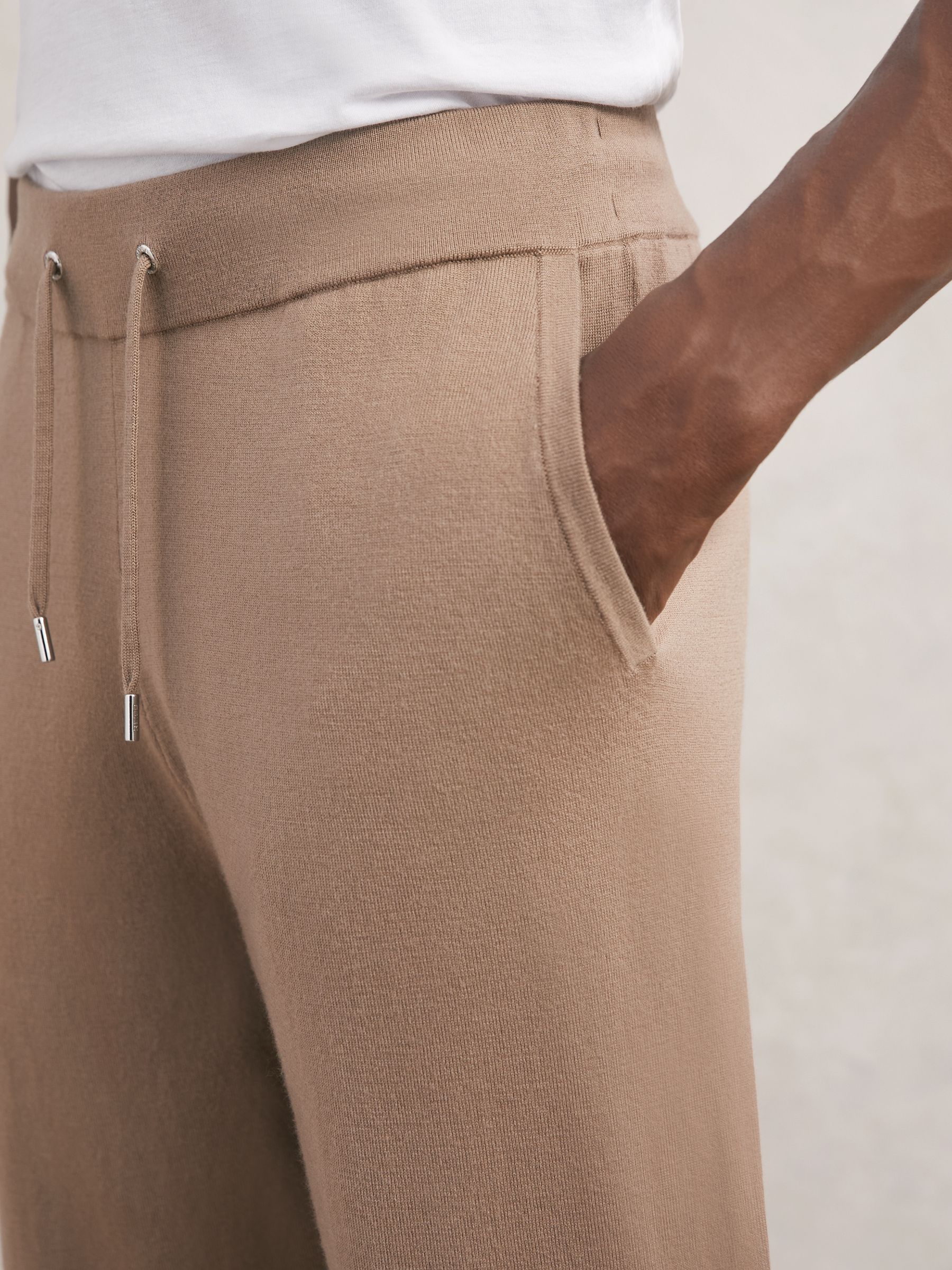 Wool-Blend Cuffed Joggers in Camel Brown - image 5