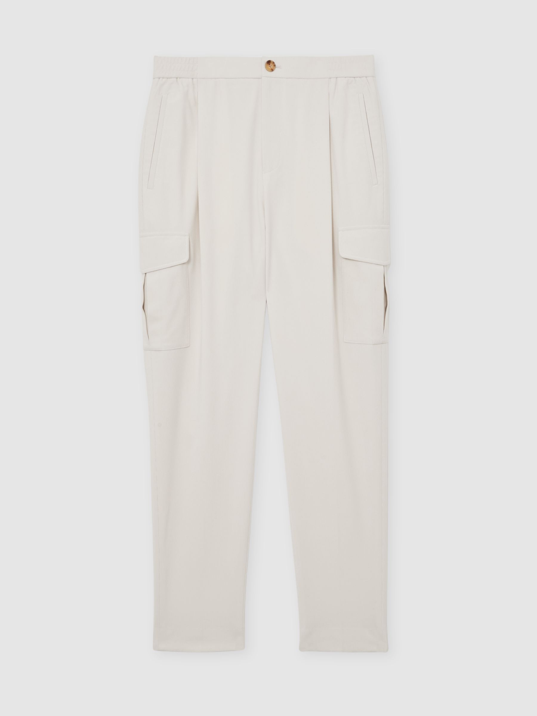 Fine-Corduroy Cargo Trousers in Off White - image 1