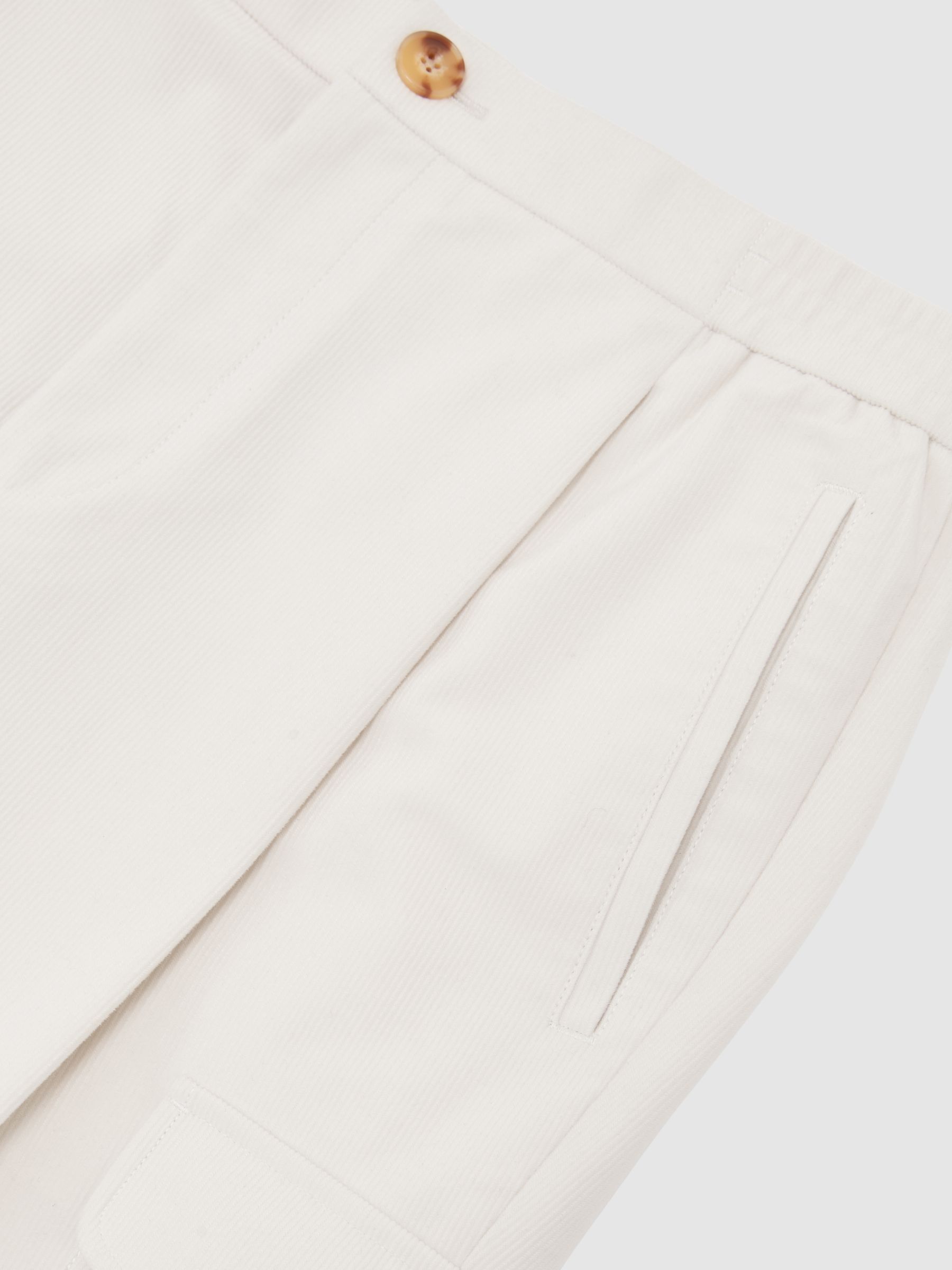 Fine-Corduroy Cargo Trousers in Off White - image 3