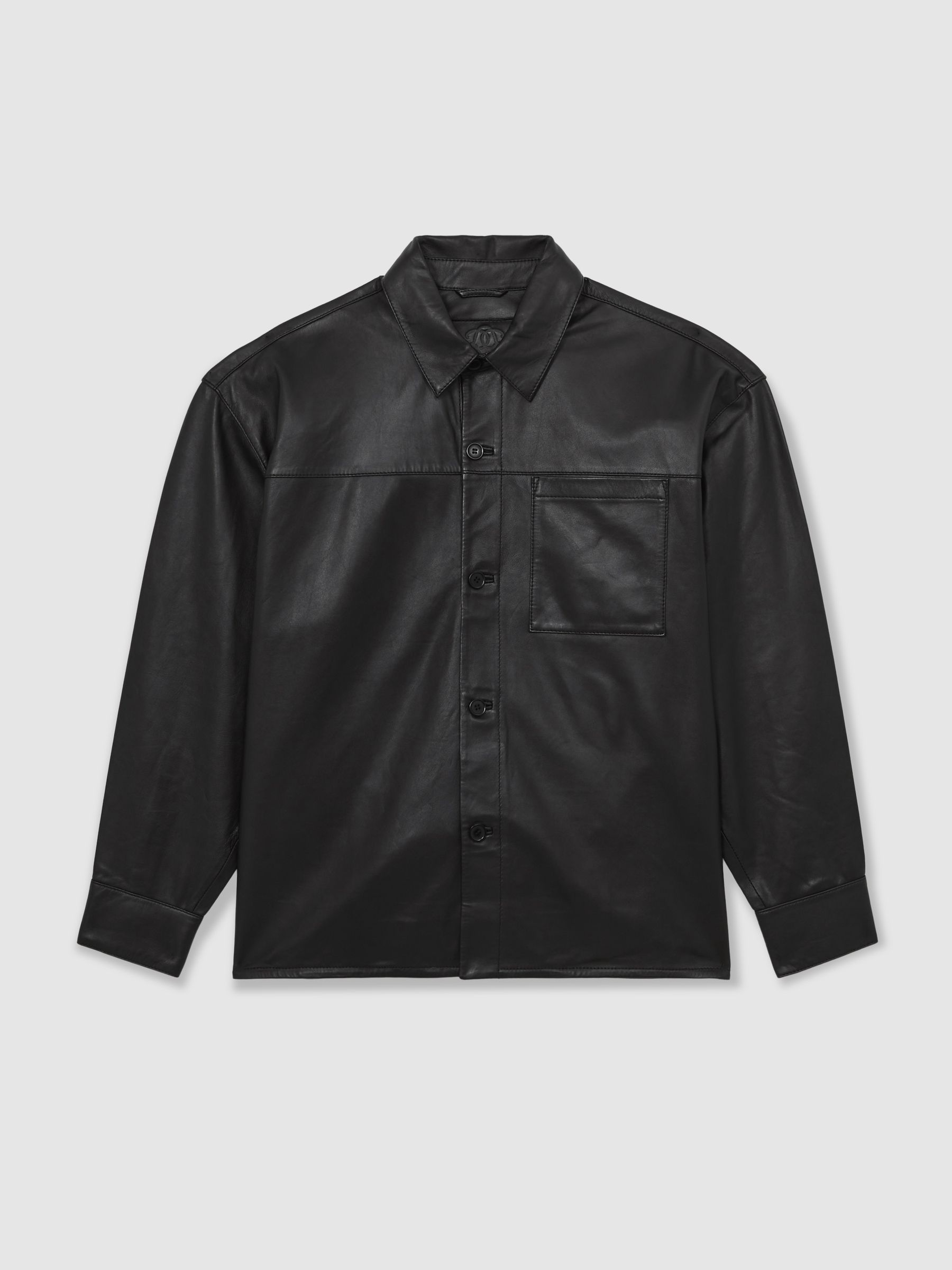 Monogram Embossed Leather Jacket Relaxed-Fit in Black - image 1