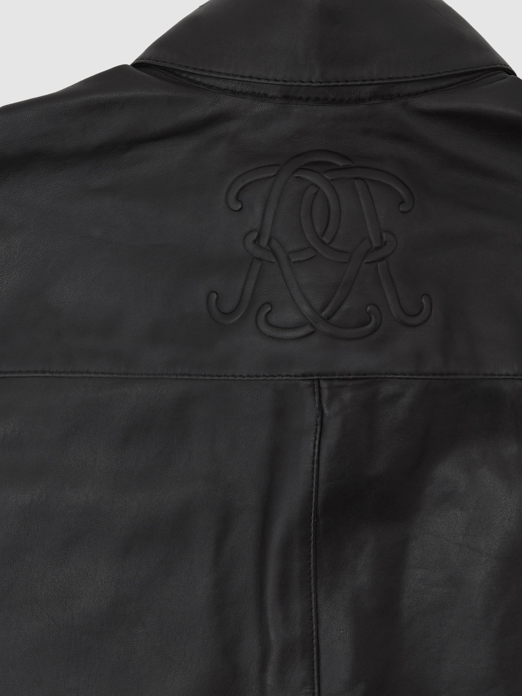 Monogram Embossed Leather Jacket Relaxed-Fit in Black - image 3