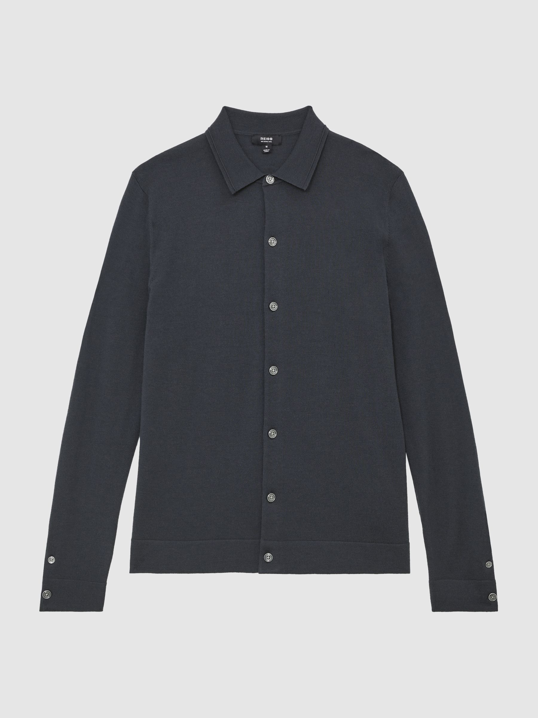 Merino Wool Button-Through Cardigan in Bottle Green