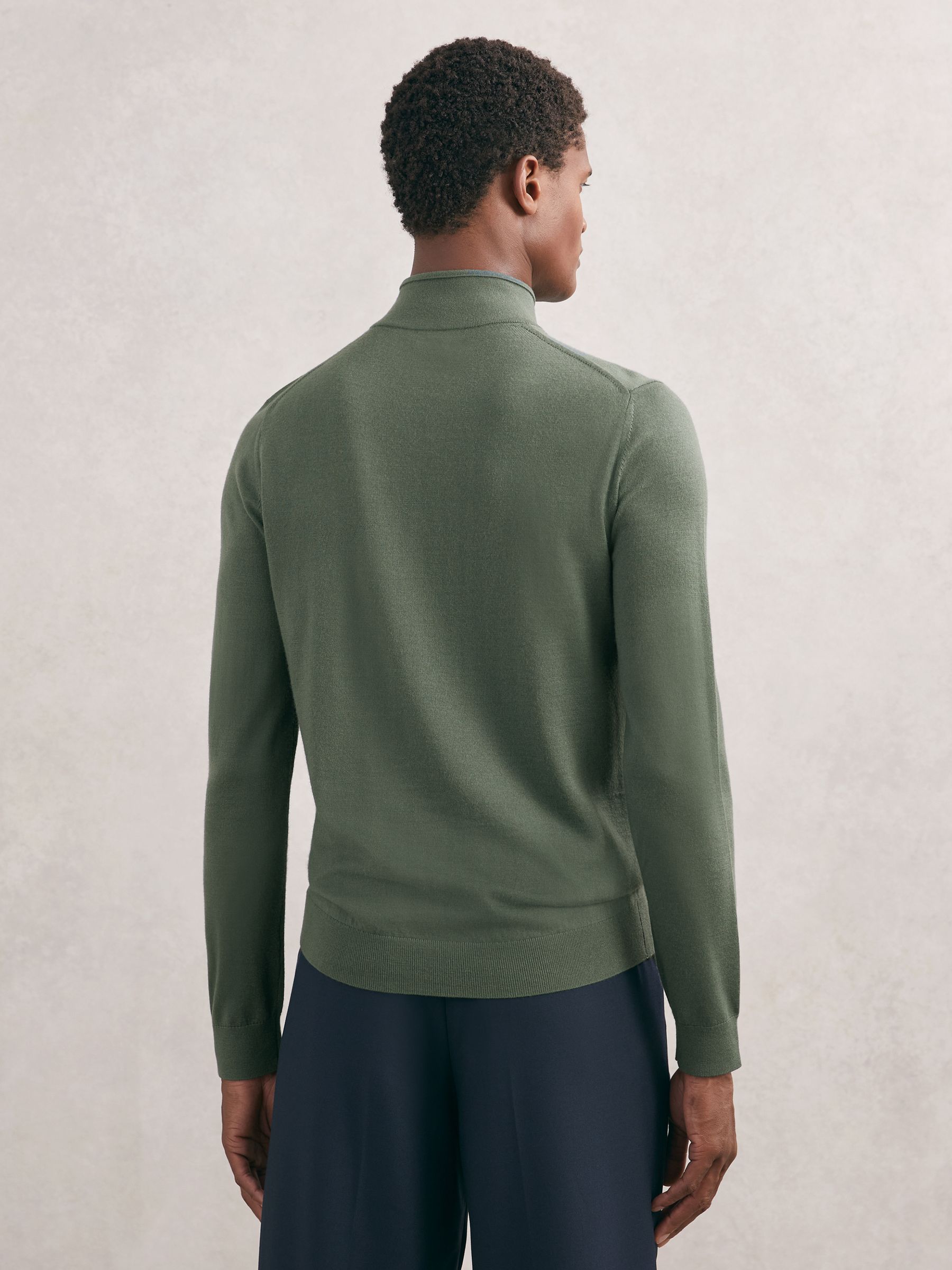 Wool Zip-Through Cardigan in Kale Green - image 4