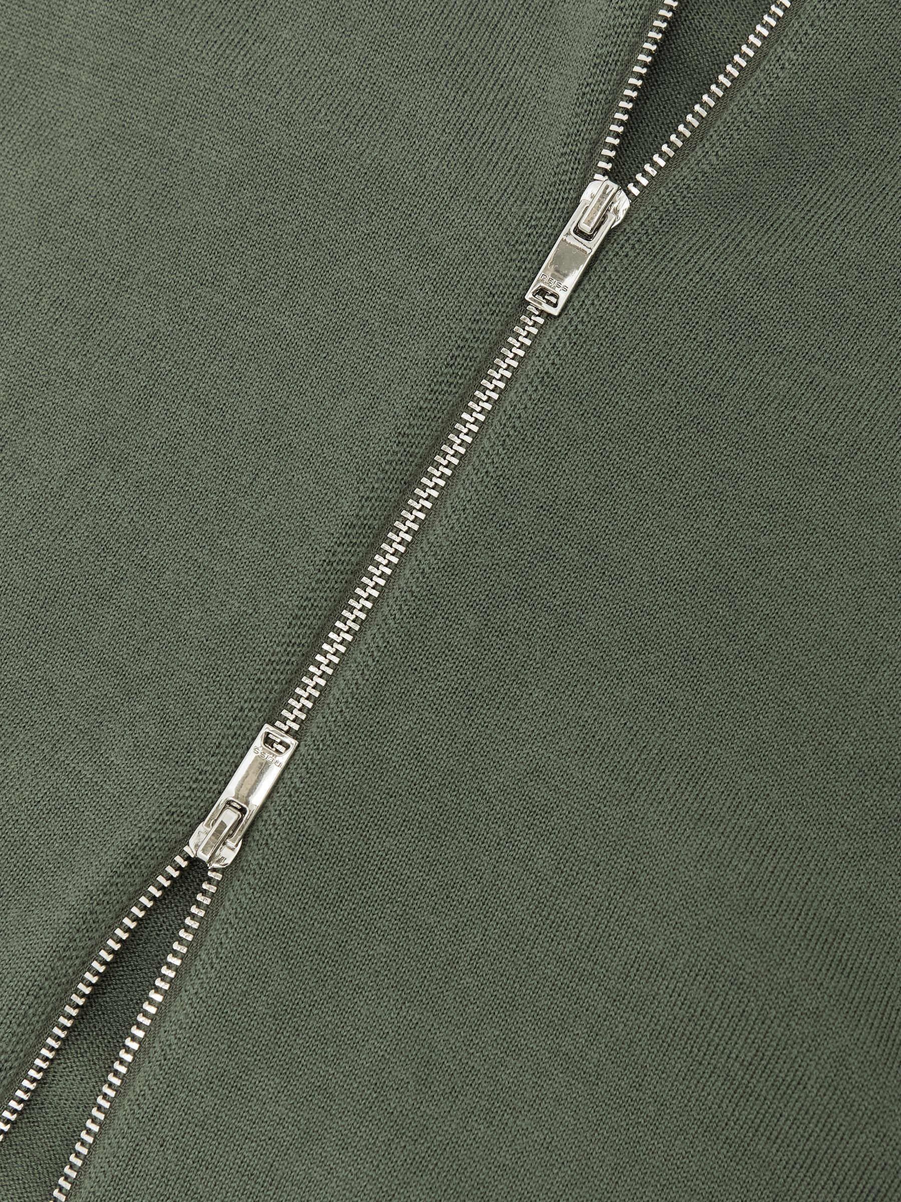 Wool Zip-Through Cardigan in Kale Green - image 3
