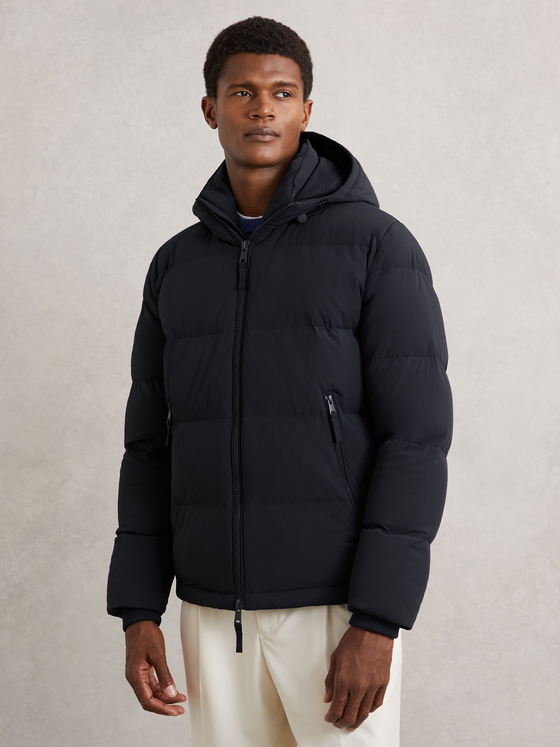 Quilted Zip-Through Puffer Jacket in Navy - Image 1 of 7