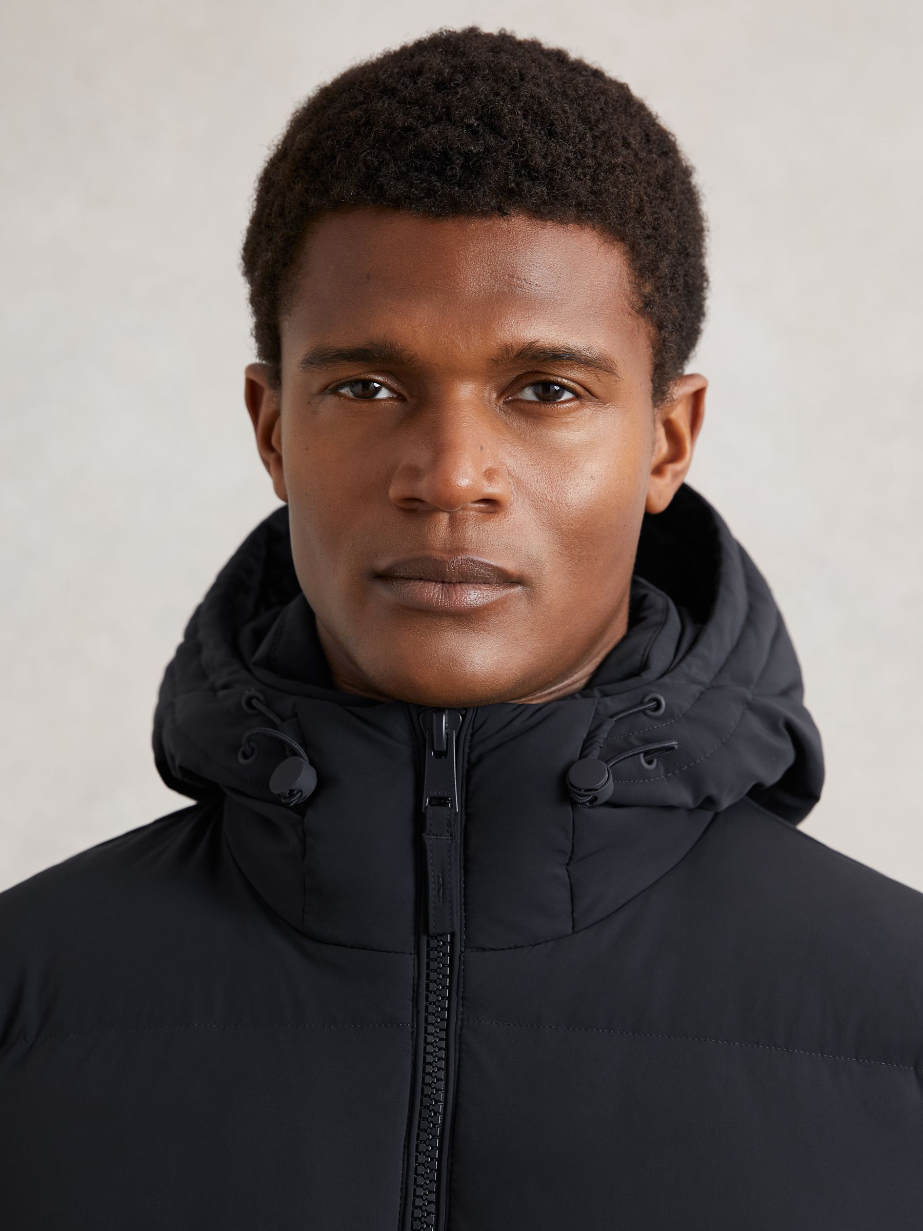 Quilted Zip-Through Puffer Jacket in Navy - image 3