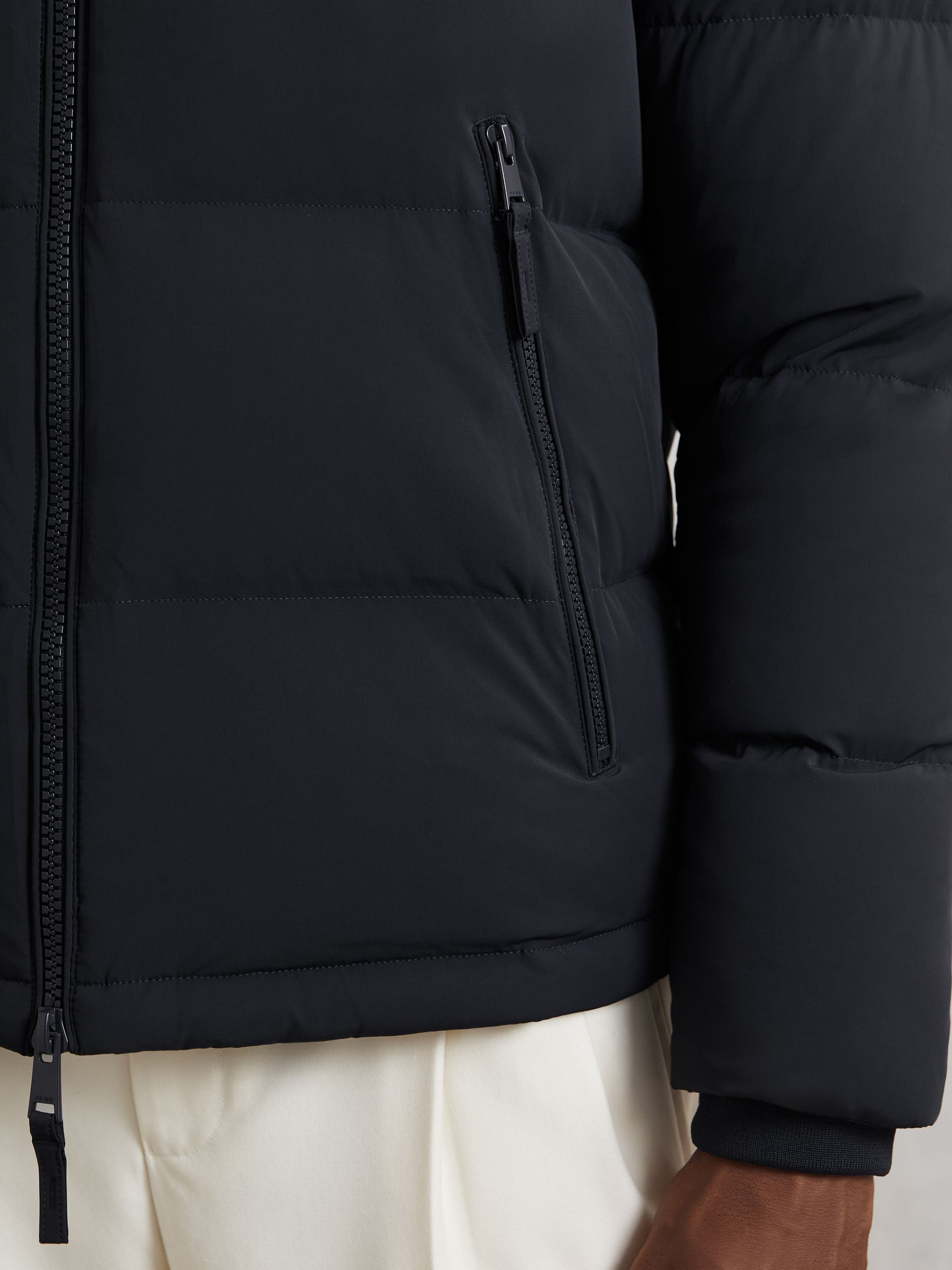 Quilted Zip-Through Puffer Jacket in Navy - image 5