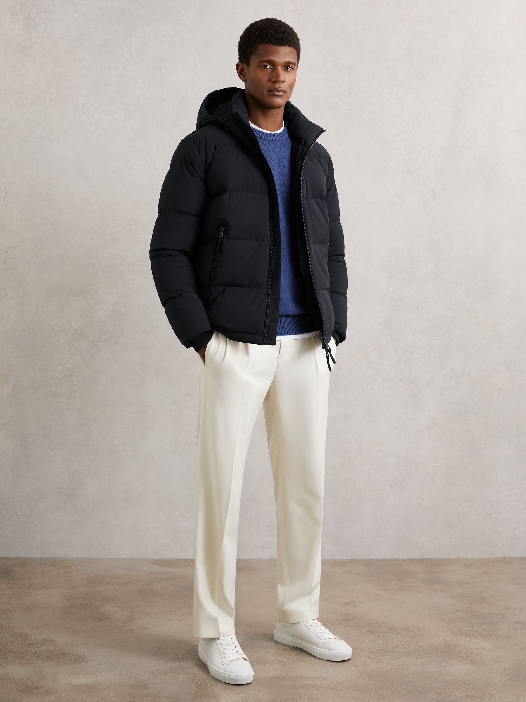 Quilted Zip-Through Puffer Jacket in Navy - Image 5 of 7
