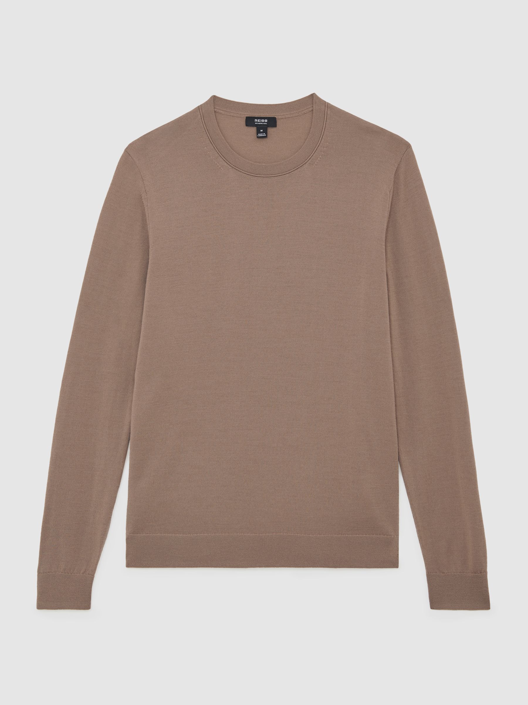 Wool Crew Neck Jumper in Camel Brown - image 1