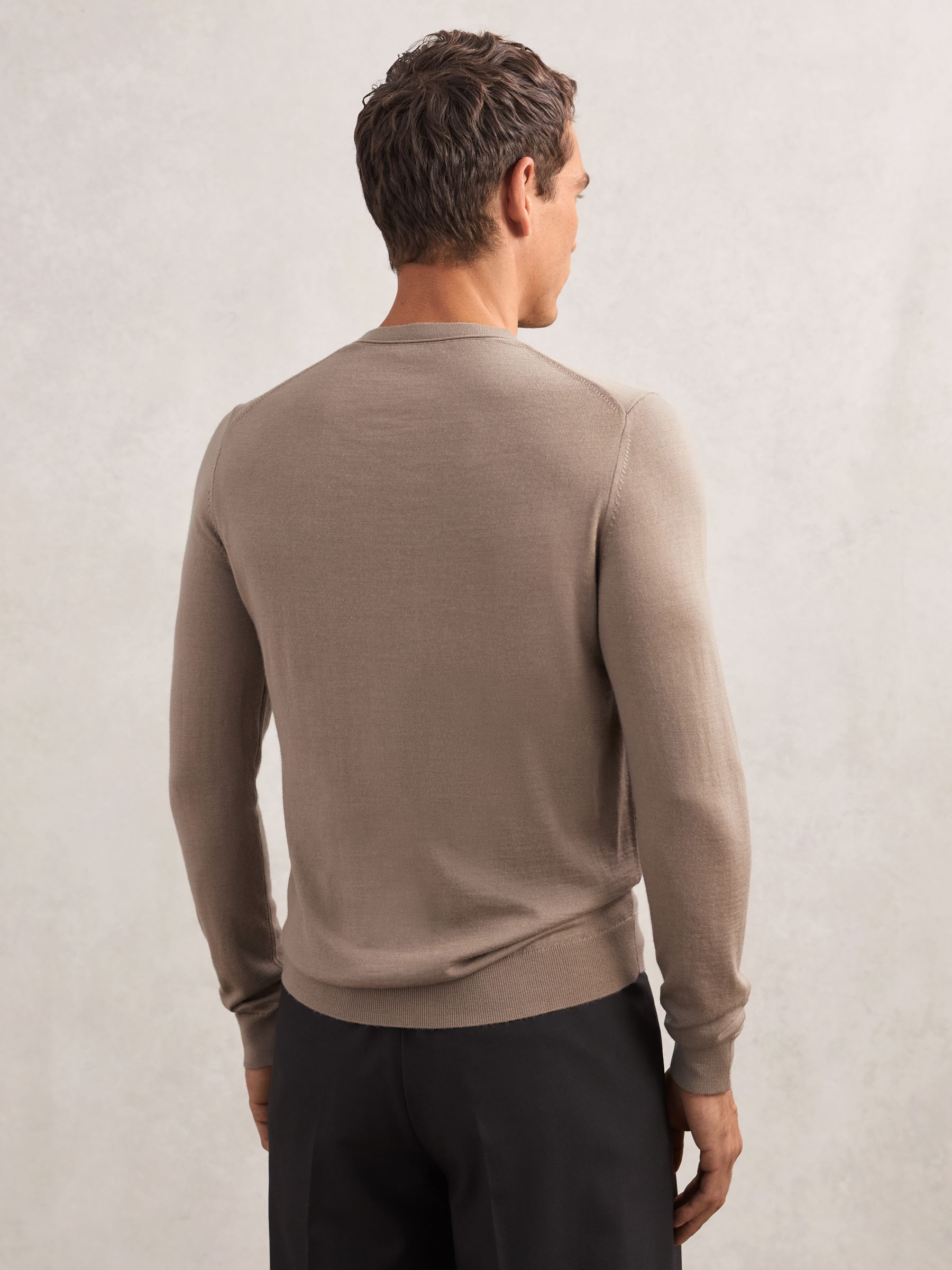 Wool Crew Neck Jumper in Camel Brown - image 4