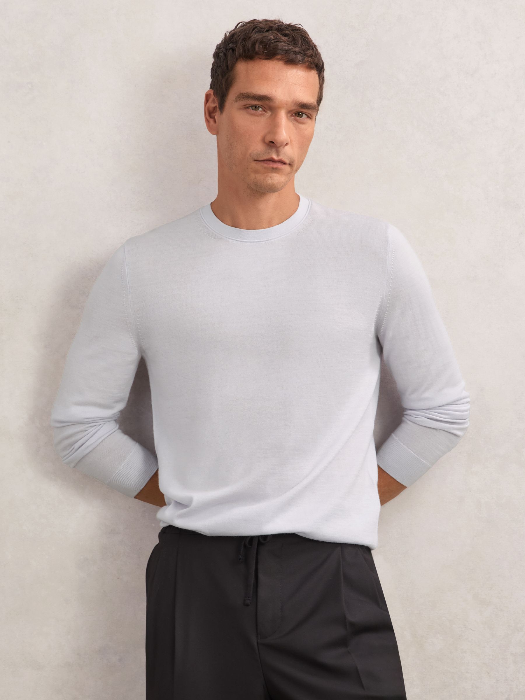 Wool Crew Neck Jumper in Frost Blue - image 2