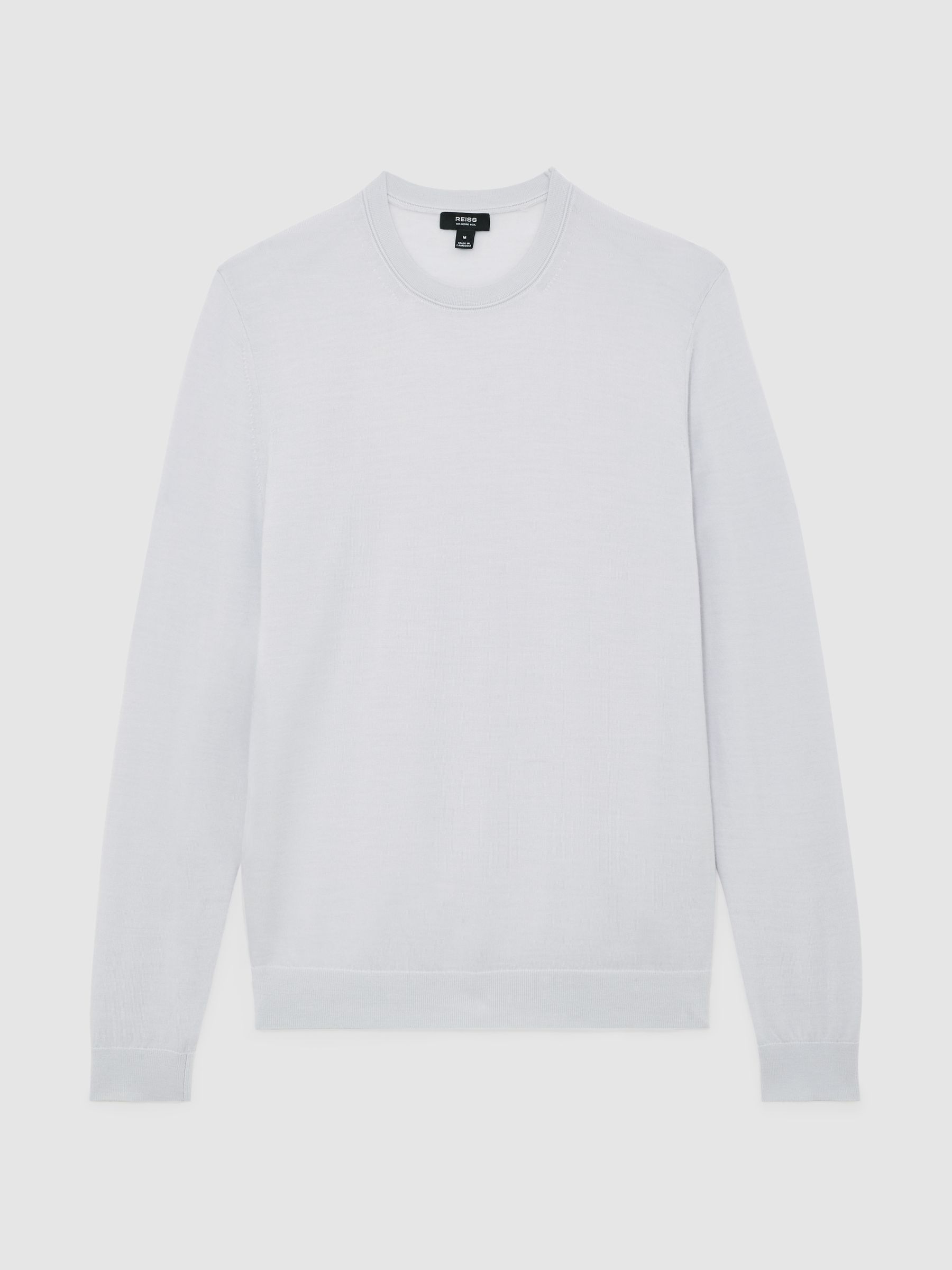 Merino Wool Crew Neck Jumper in Frost Blue - Image 2 of 6