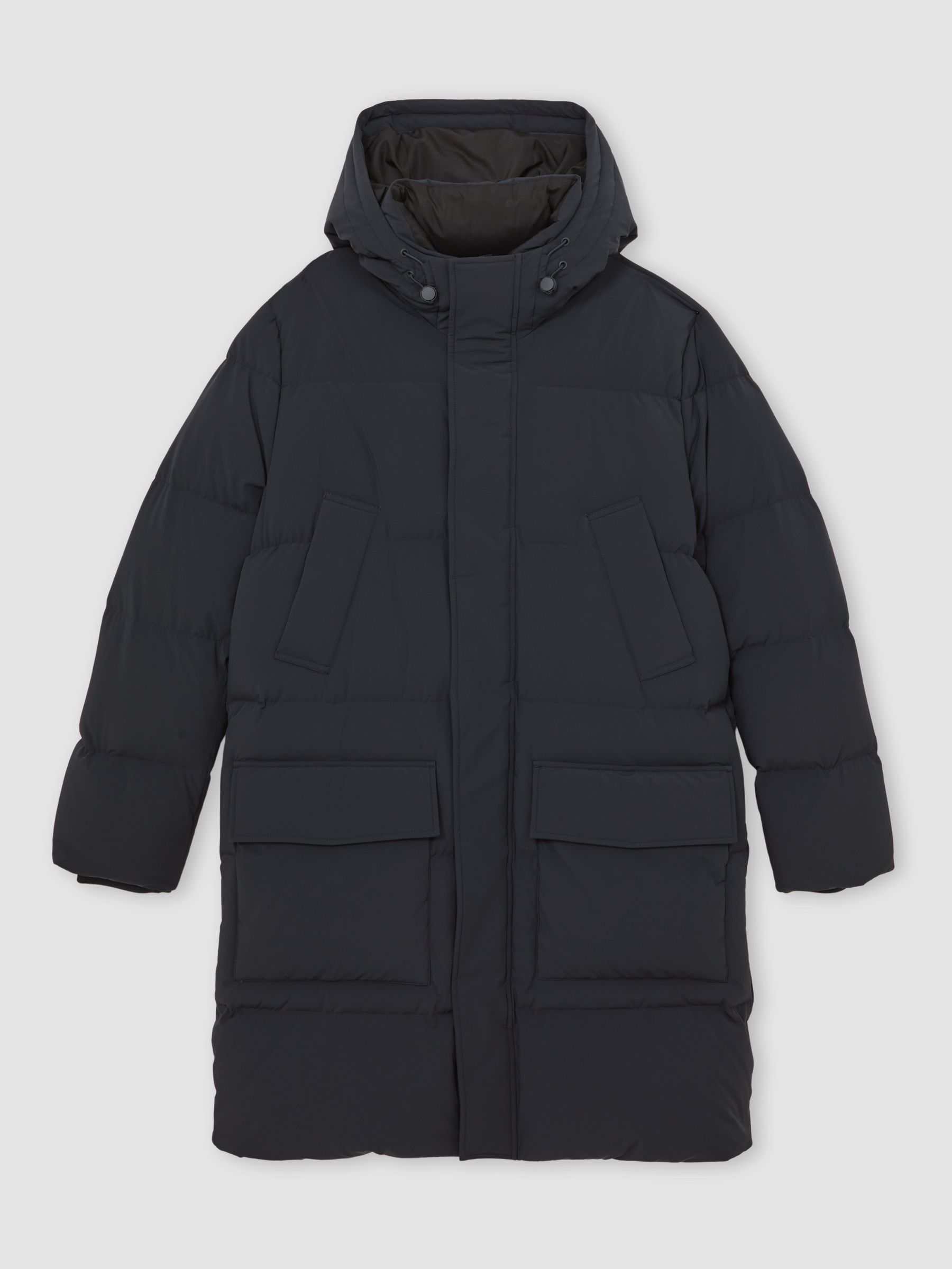 Longline Quilted Puffer Jacket in Navy - Image 2 of 6