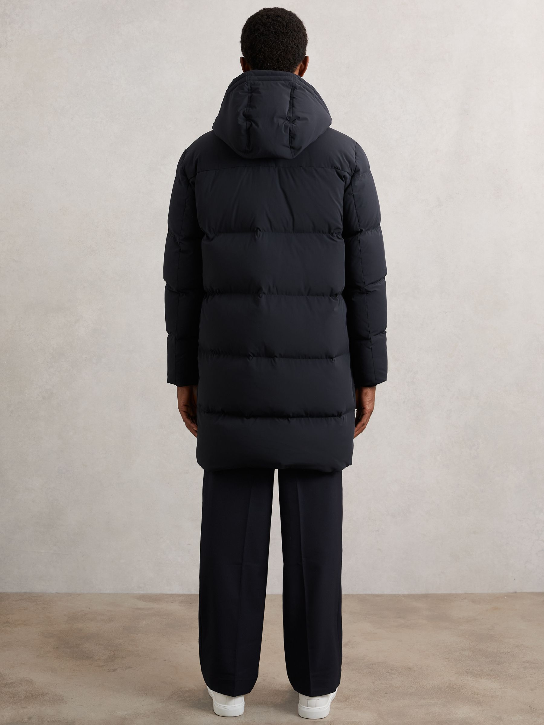 Longline Quilted Puffer Jacket in Navy - image 5