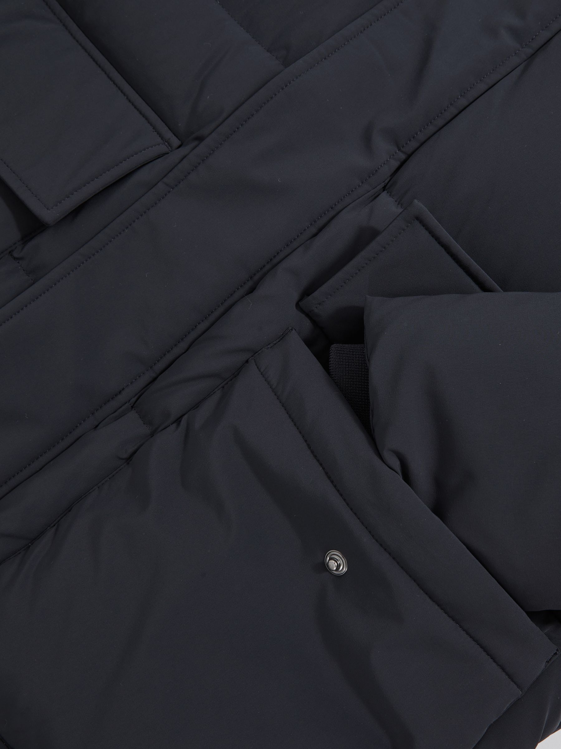 Longline Quilted Puffer Jacket in Navy - image 3