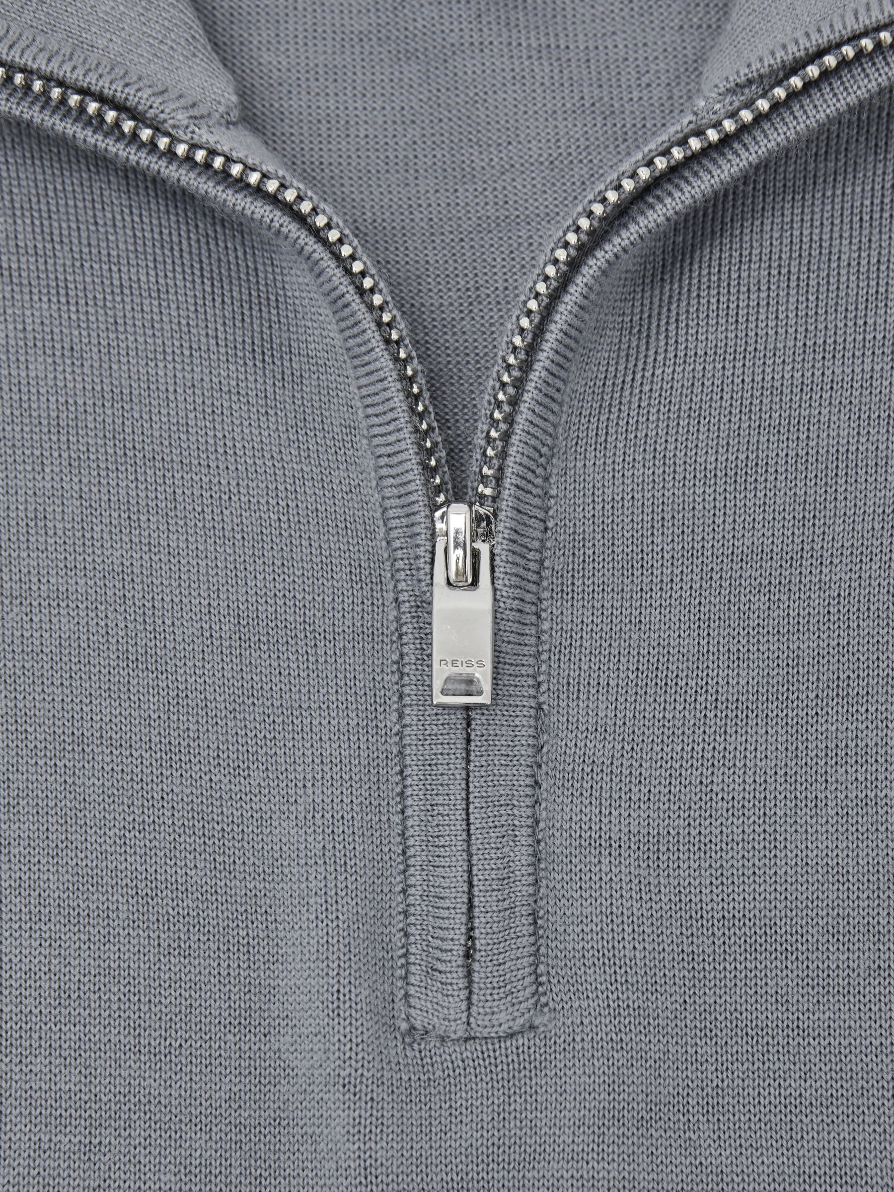 Wool Half-Zip Funnel Neck Jumper in Steel Blue - image 3