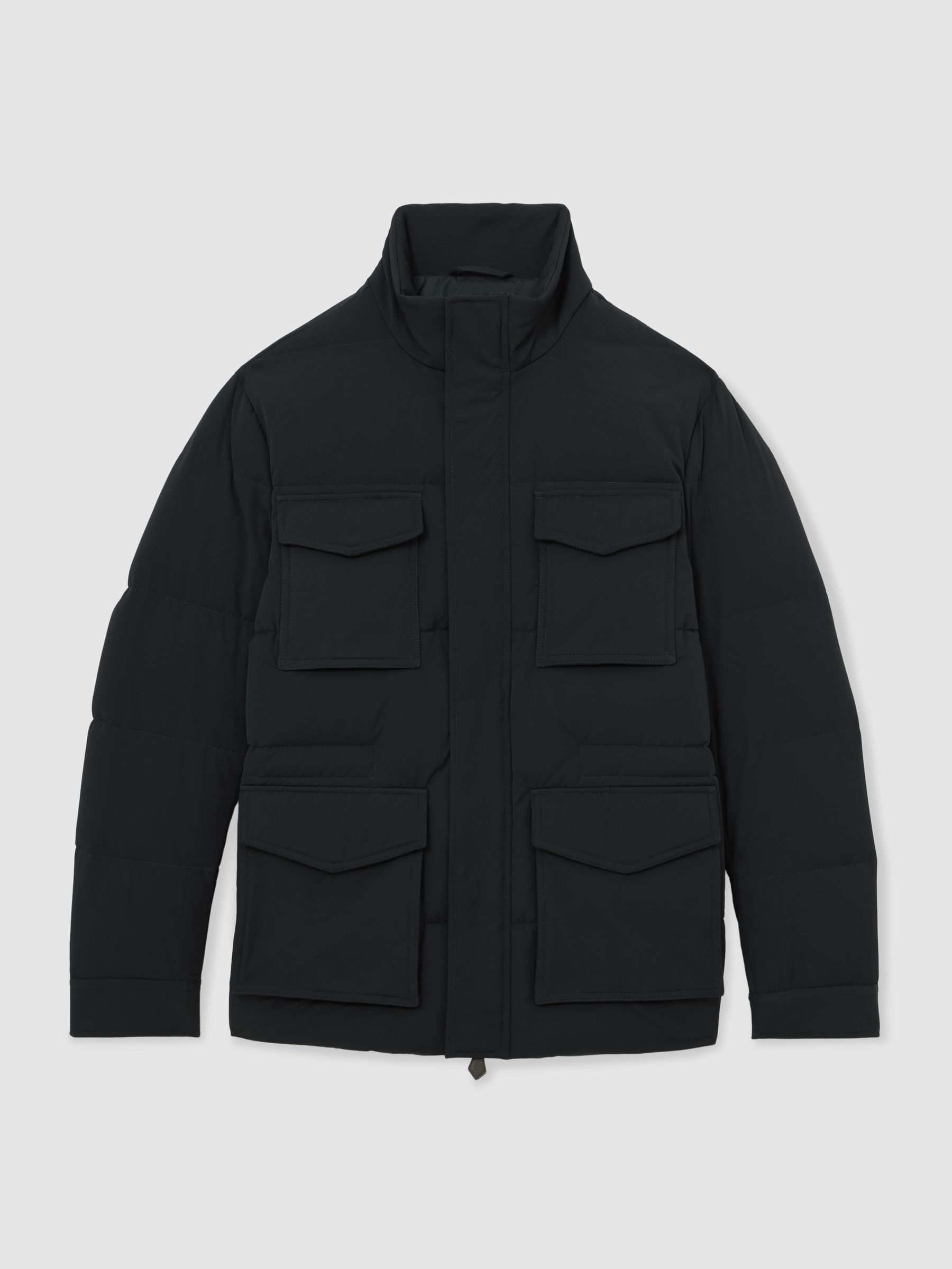 Quilted Four-Pocket Puffer Jacket in Navy - image 1