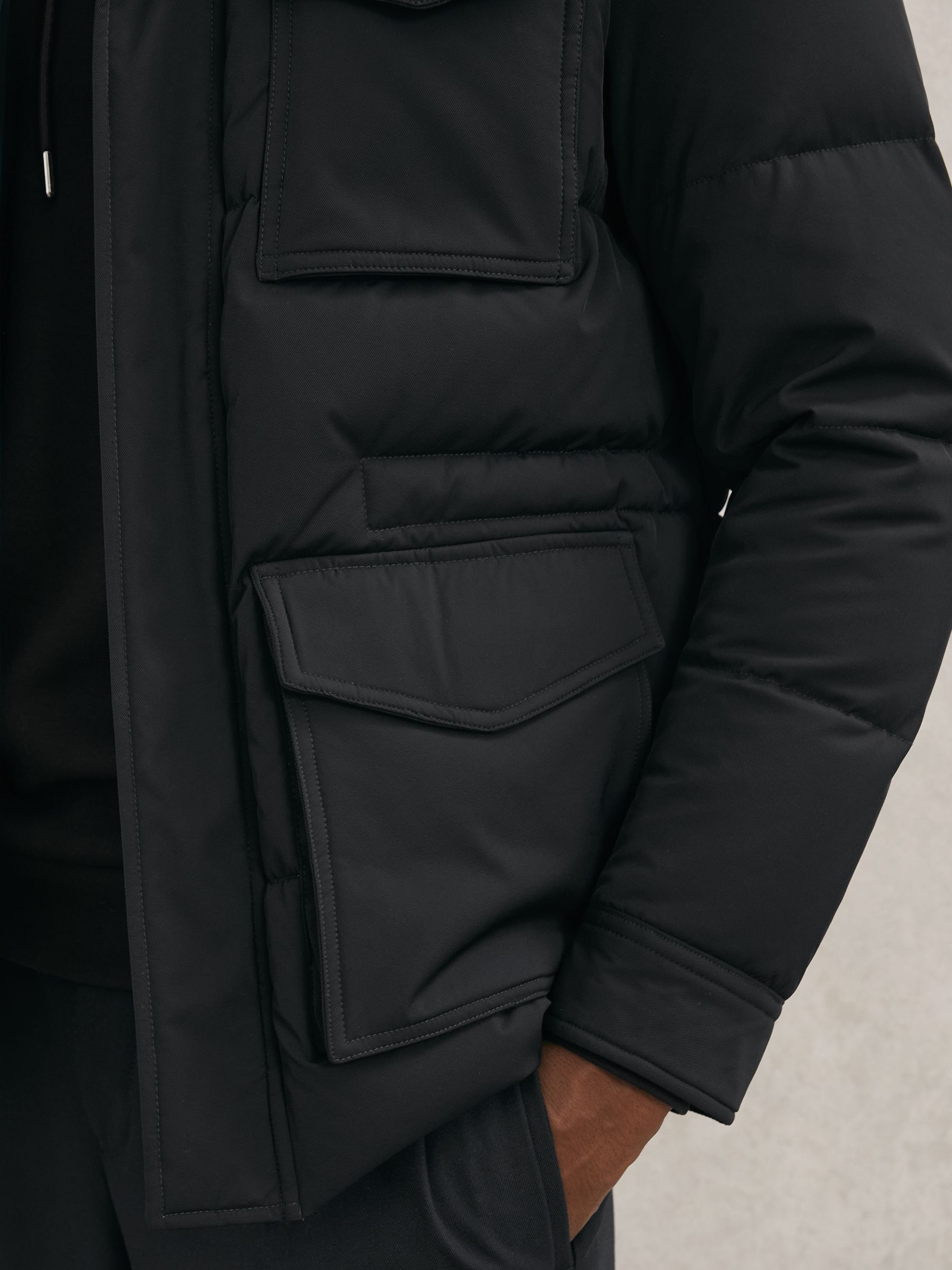 Quilted Four-Pocket Puffer Jacket in Navy - image 4