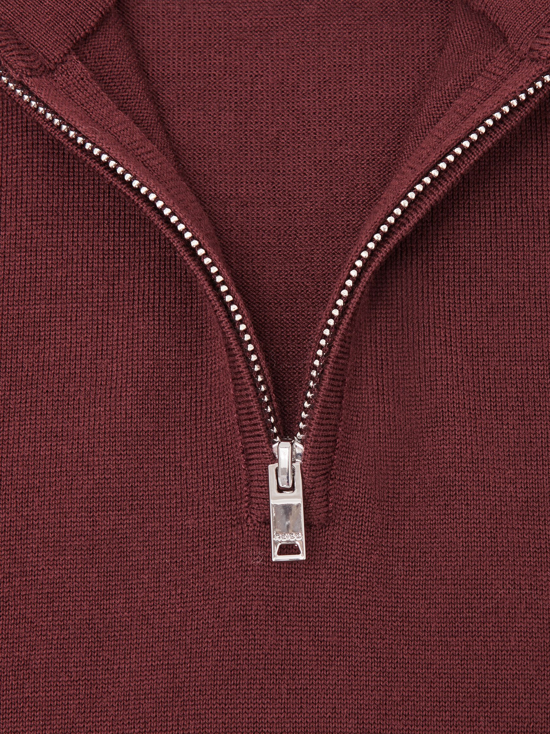 Wool Half-Zip Funnel Neck Jumper in Port Red - image 4