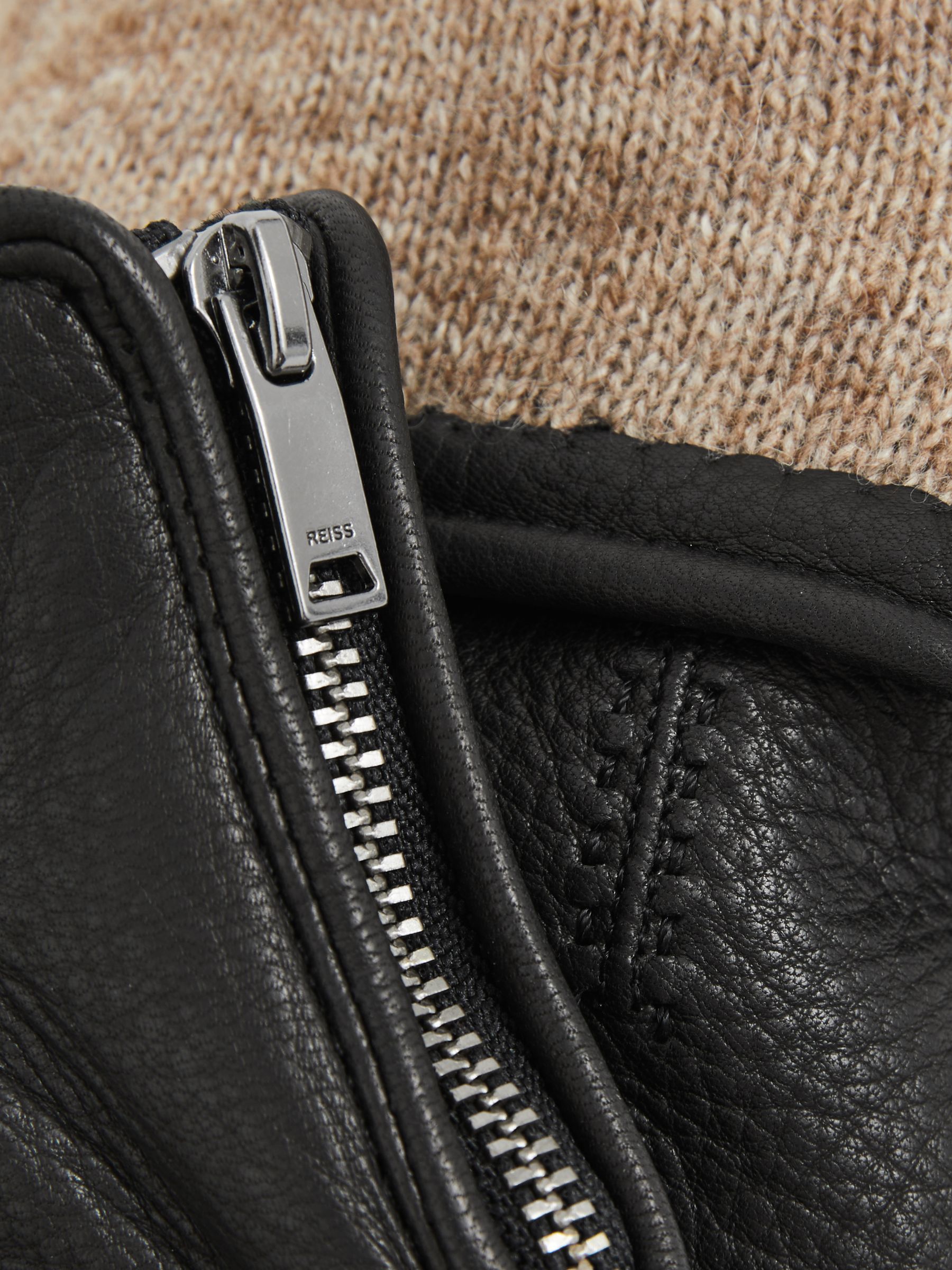 Leather Zip-Side Gloves in Black - image 2