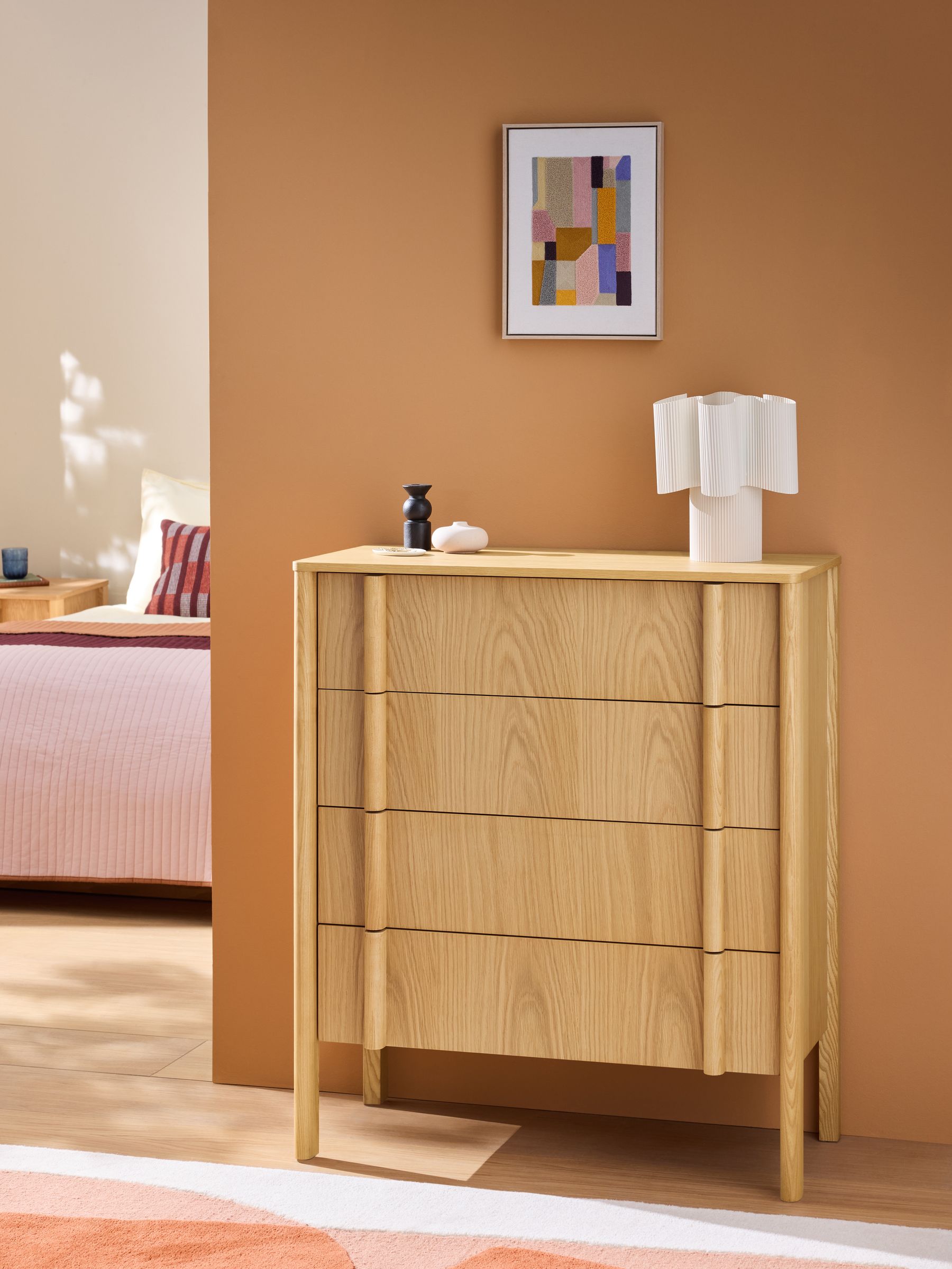 Reeve 4 Drawer 4 Drawer Chest in Oak - Image 1 of 5