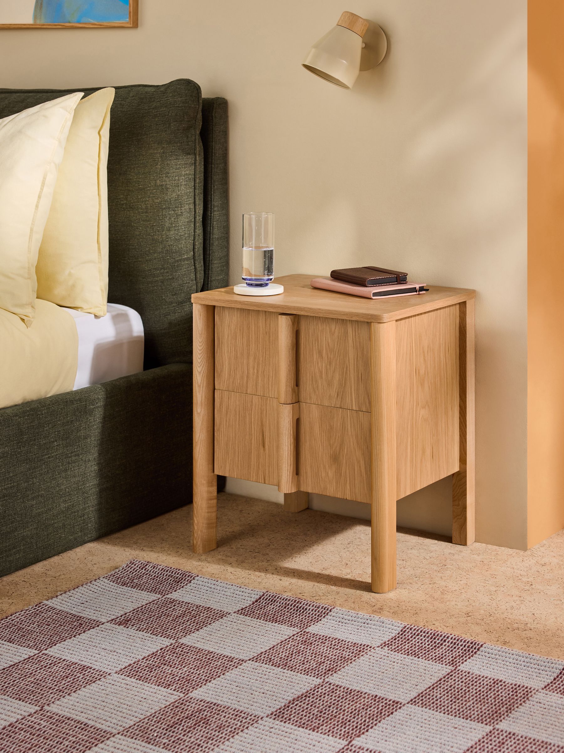 Reeve 2 Drawer Bedside Table in Oak - Image 1 of 5 Reeve 2 Drawer Bedside Table in Oak - Image 1 of 5