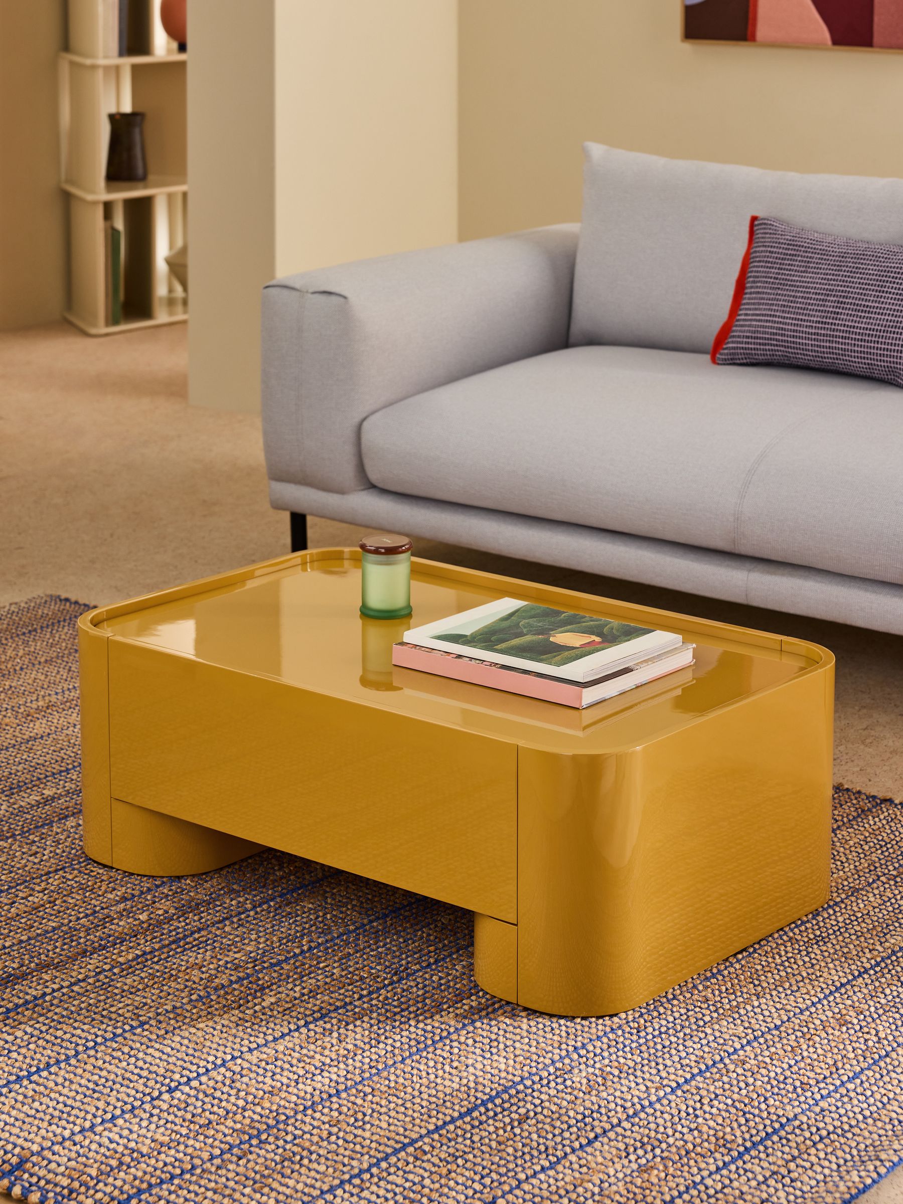 Kain Storage Coffee Table in Cumin Yellow Gloss - Image 1 of 5 Kain Storage Coffee Table in Cumin Yellow Gloss - Image 1 of 5